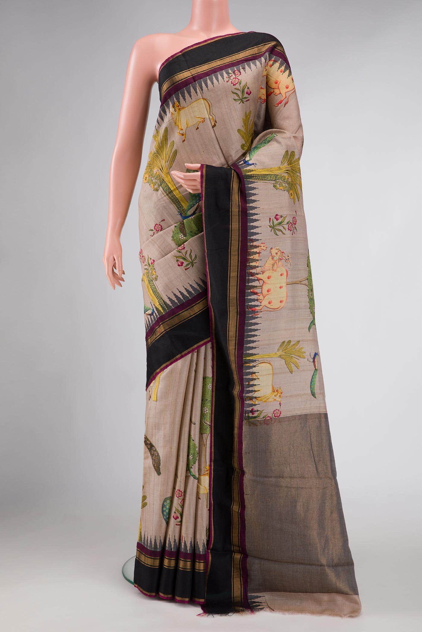 Brown Dual Tone Tussar Silk Saree