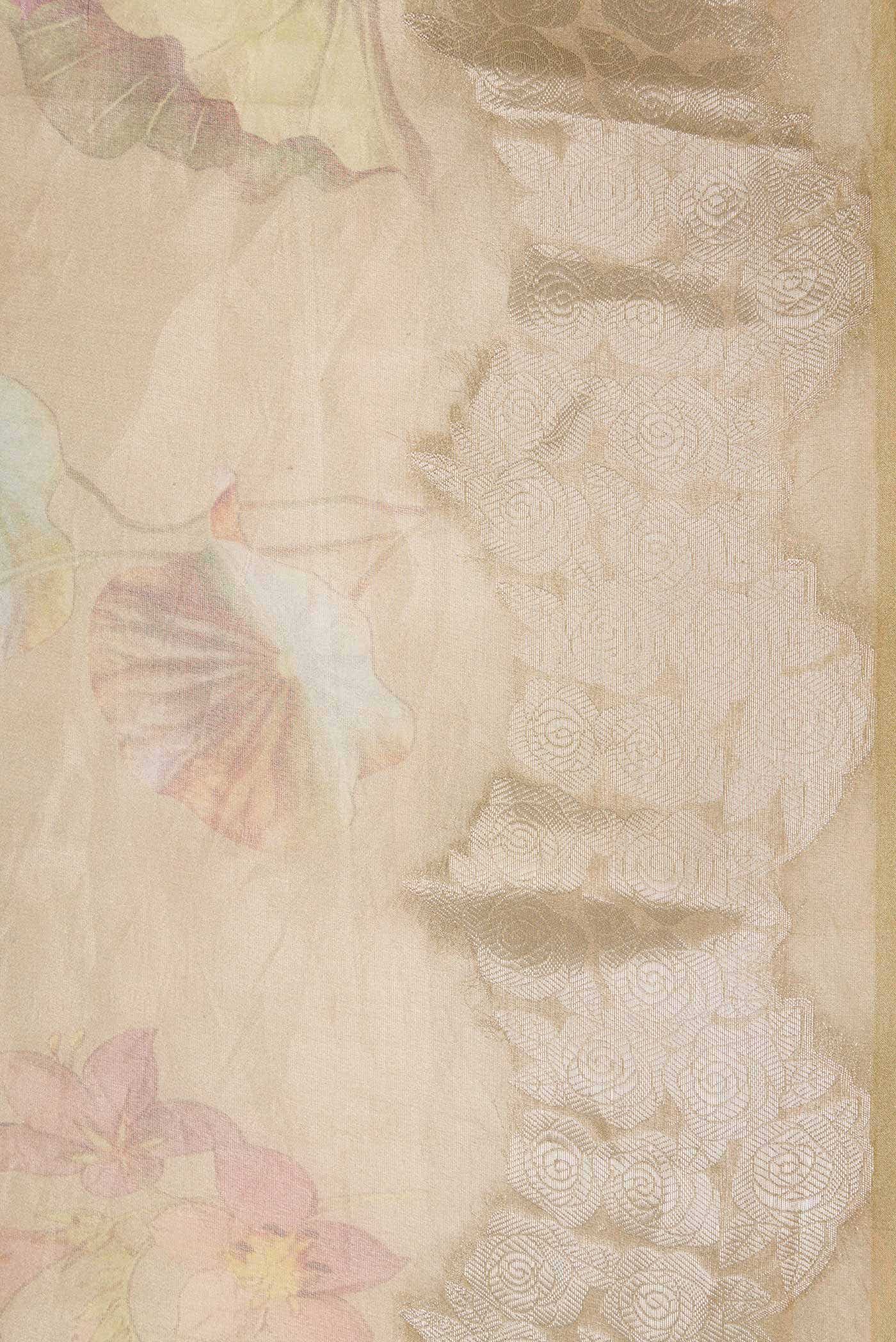 Beige Dual Tone Organza Silk Saree