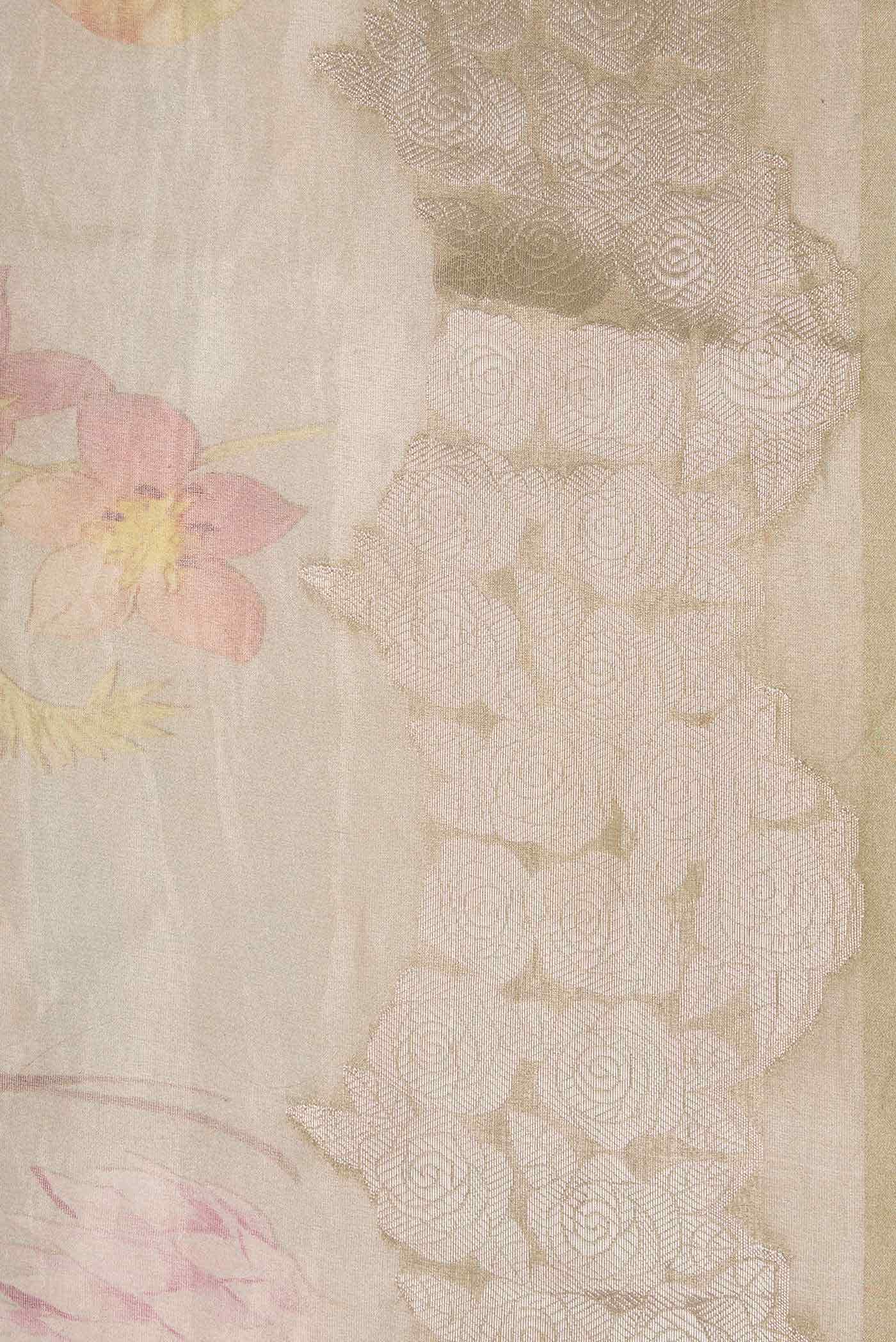 Beige Dual Tone Organza Silk Saree