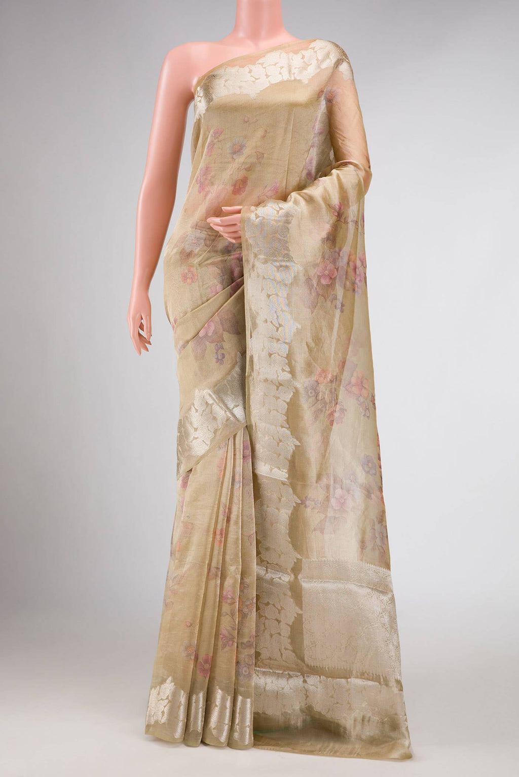 Pista Green Dual Tone Organza Silk Saree