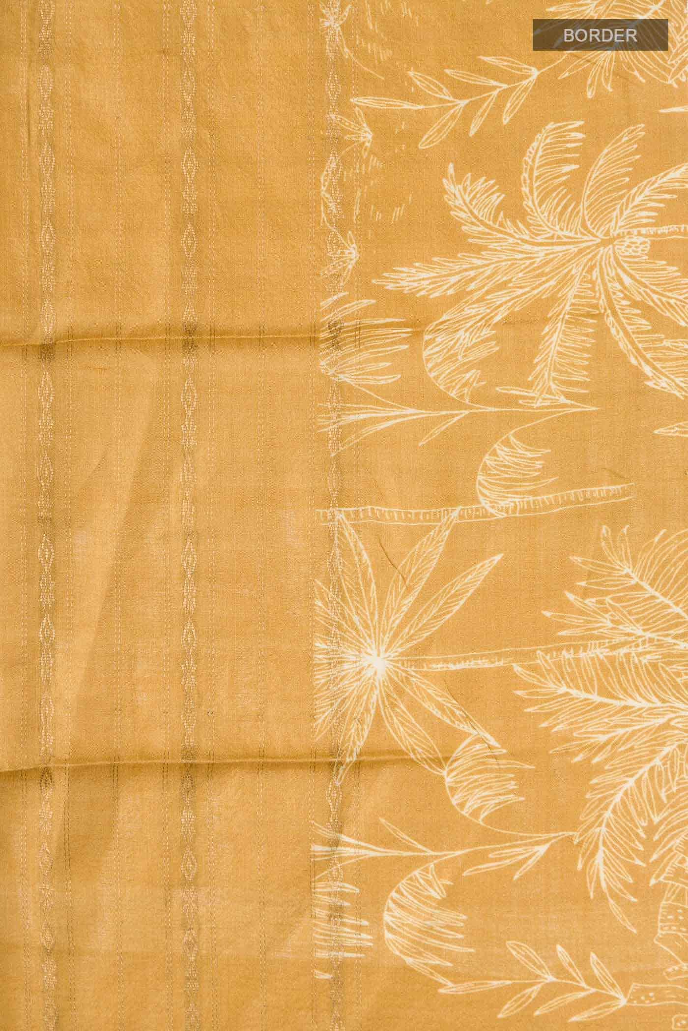 Mustard Tussar Silk Saree