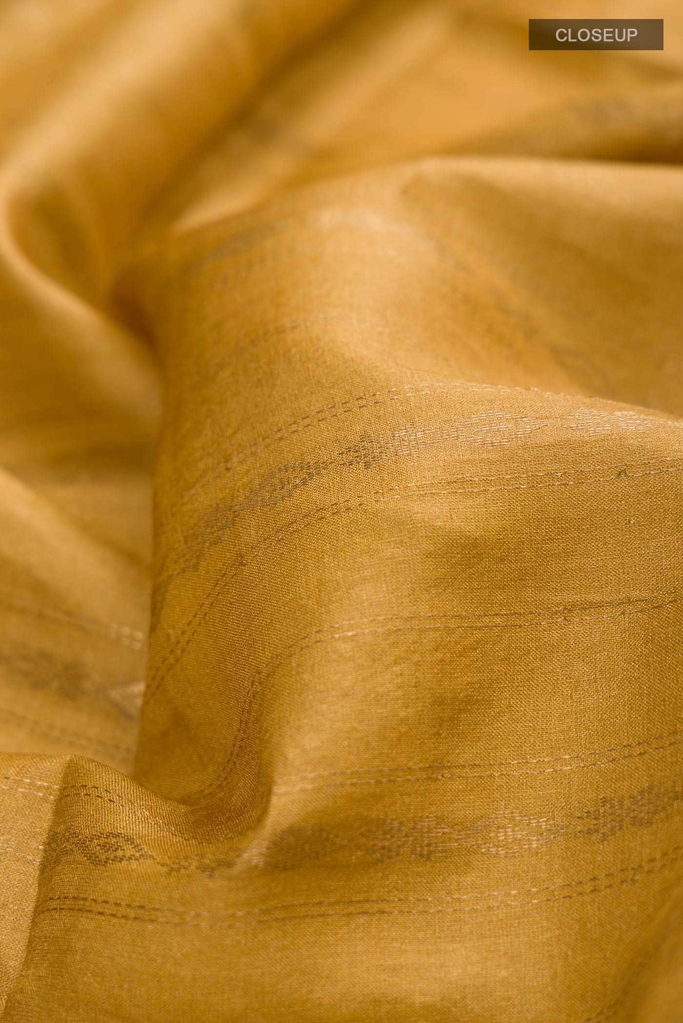 Mustard Tussar Silk Saree