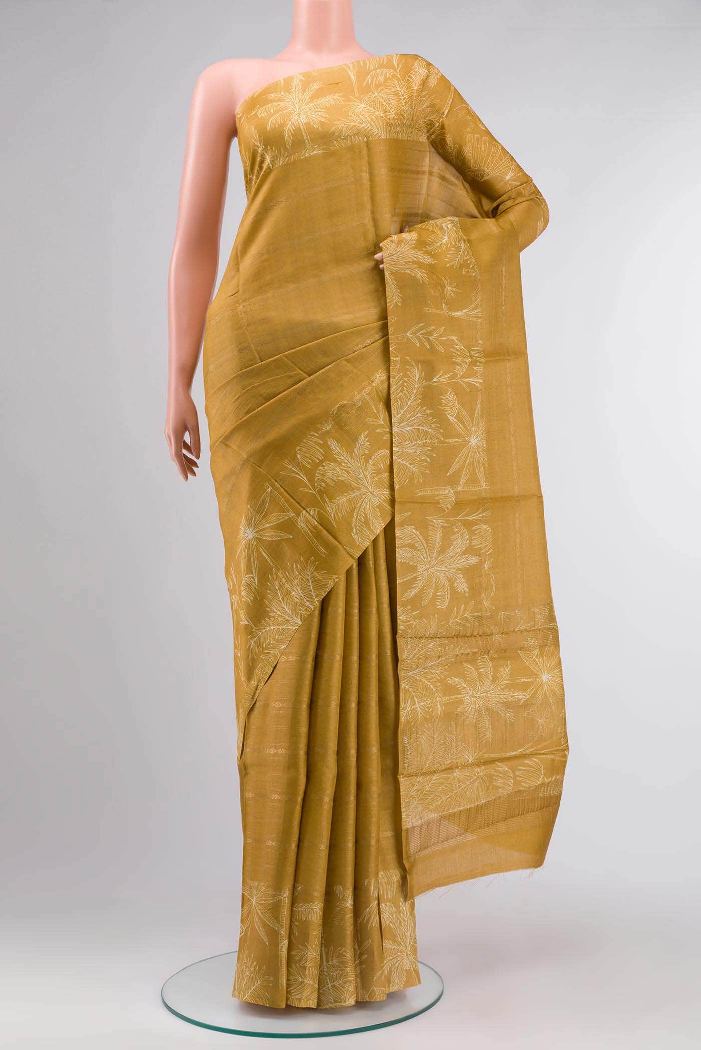 Mustard Tussar Silk Saree