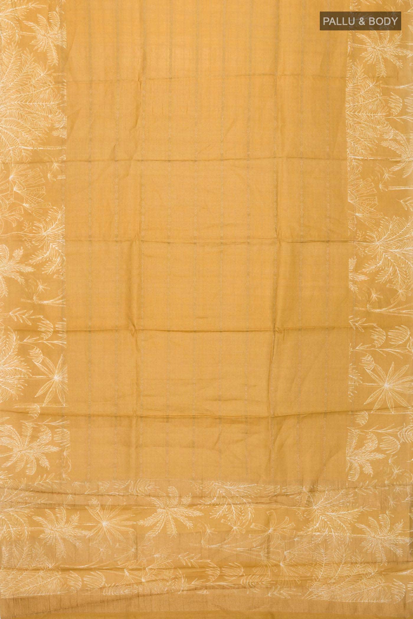 Mustard Tussar Silk Saree