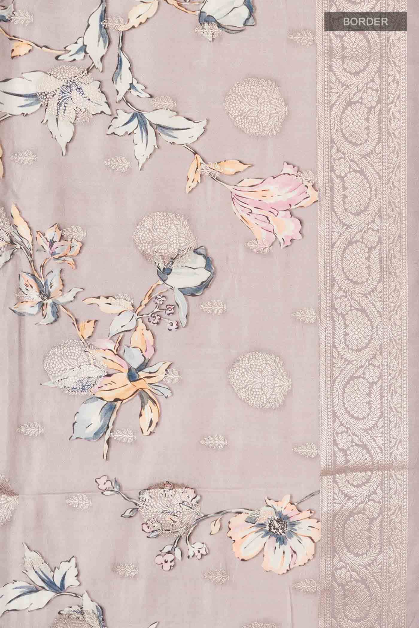 Lavender Tussar Silk Saree