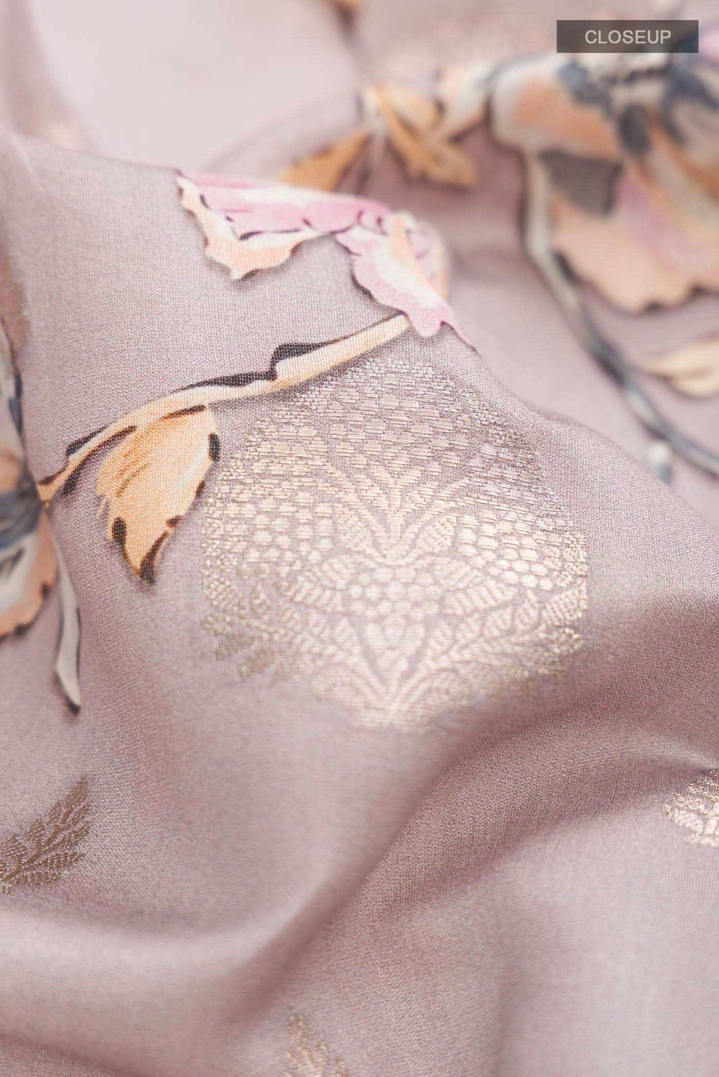 Lavender Tussar Silk Saree