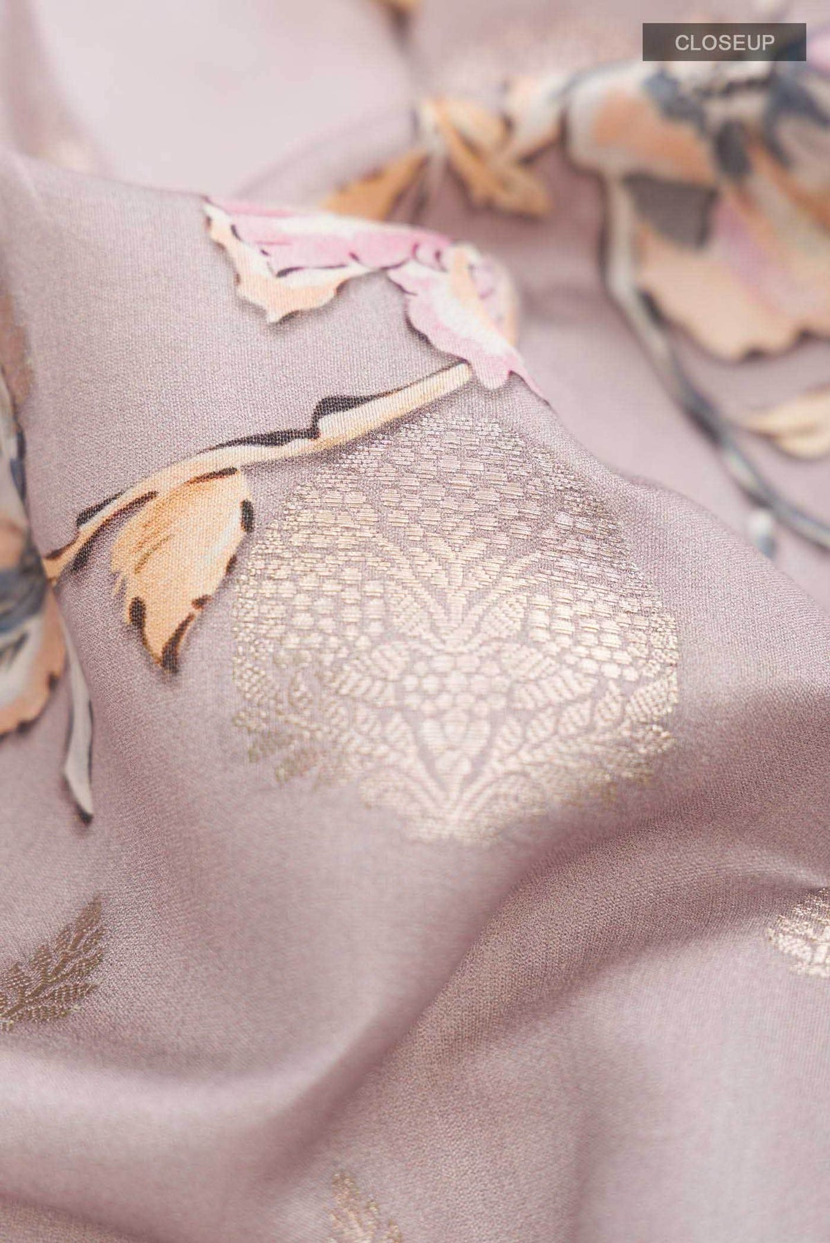 Lavender Tussar Silk Saree