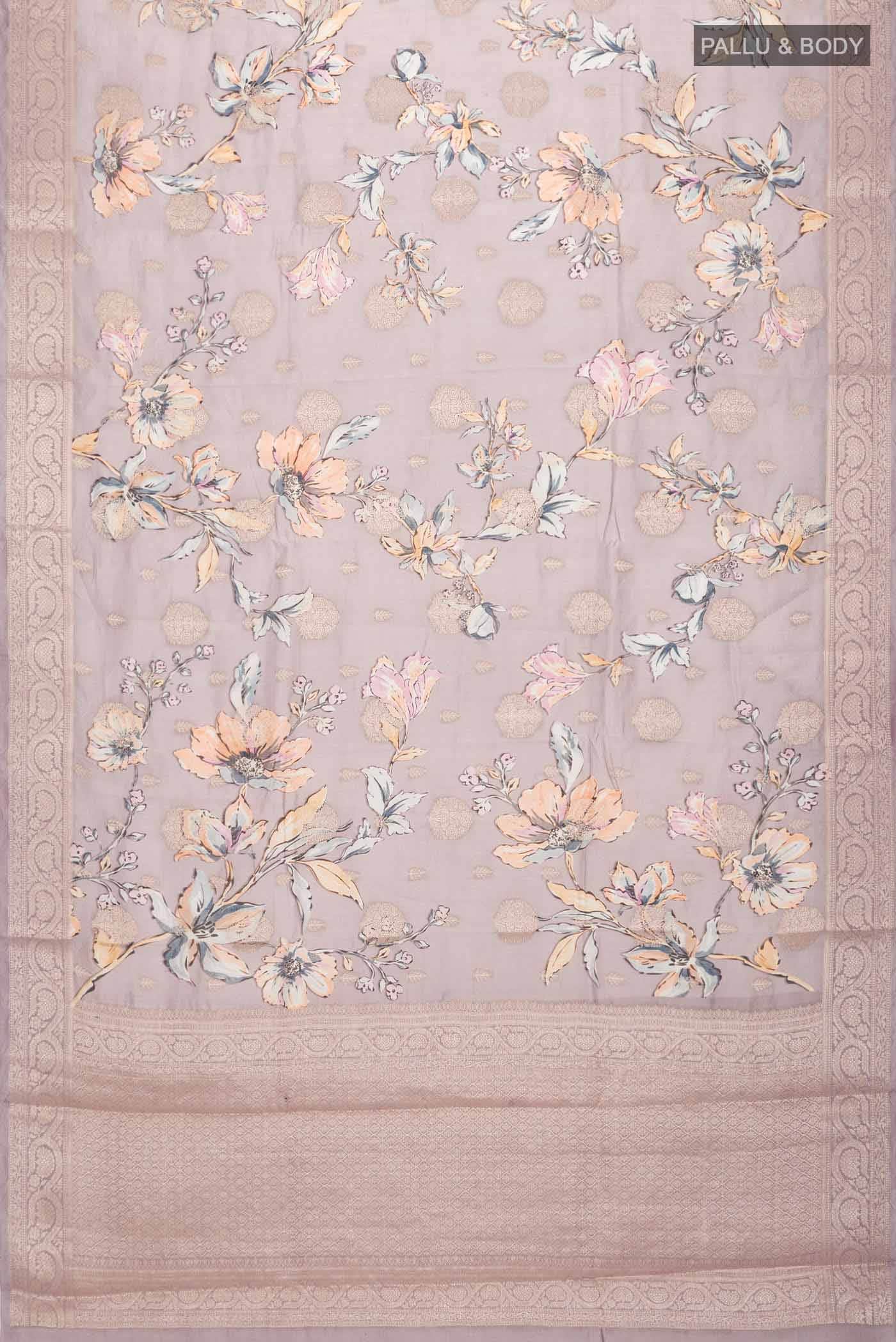 Lavender Tussar Silk Saree