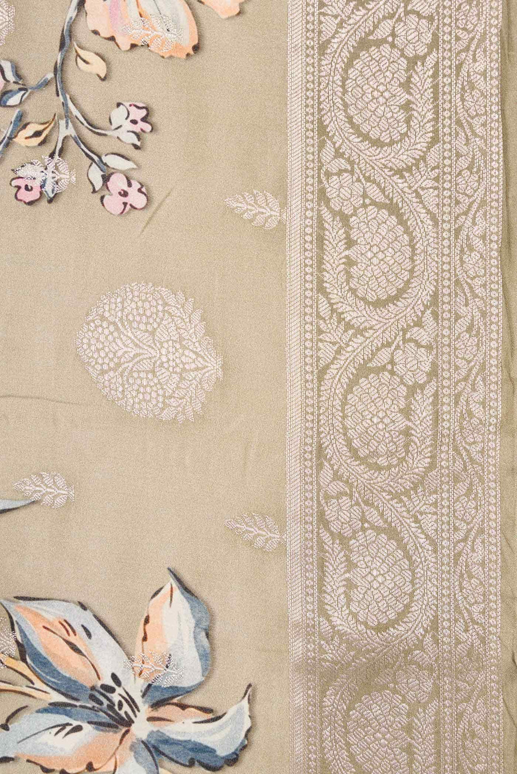 Grey Dual Tone Tussar Silk Saree