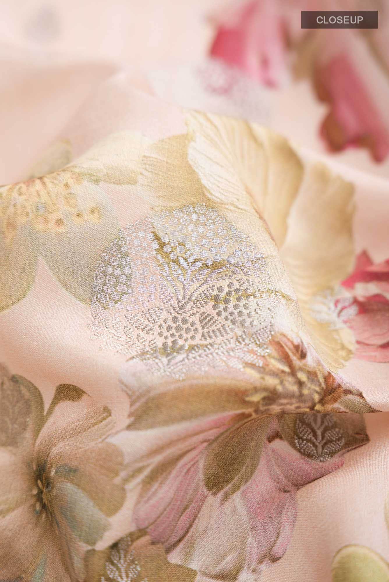 Peach Bhagalpuri Tussar Silk Saree