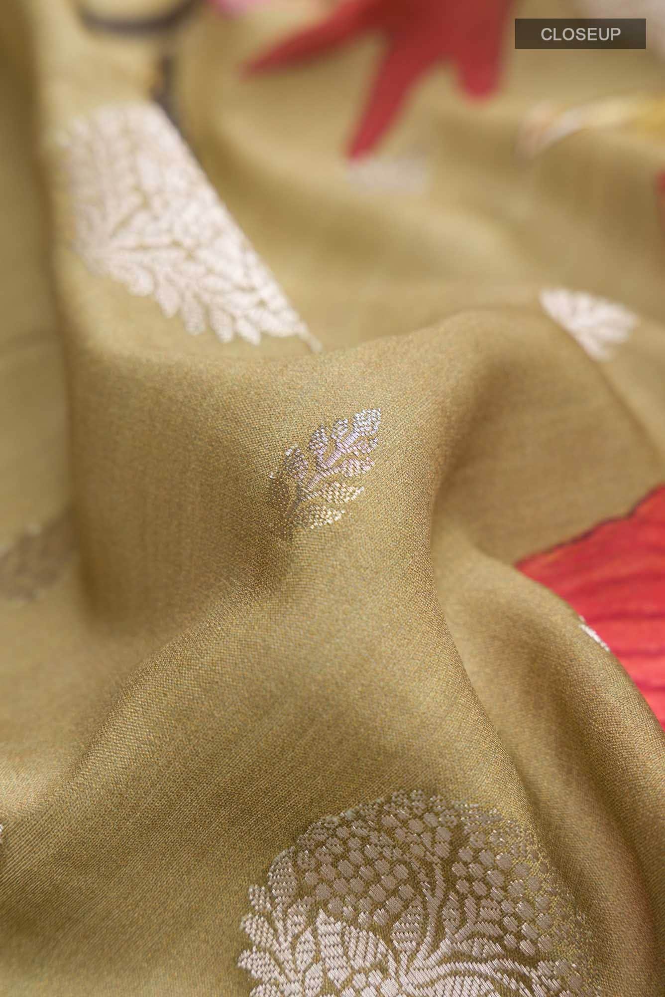 Green Banarasi Raw Silk Saree