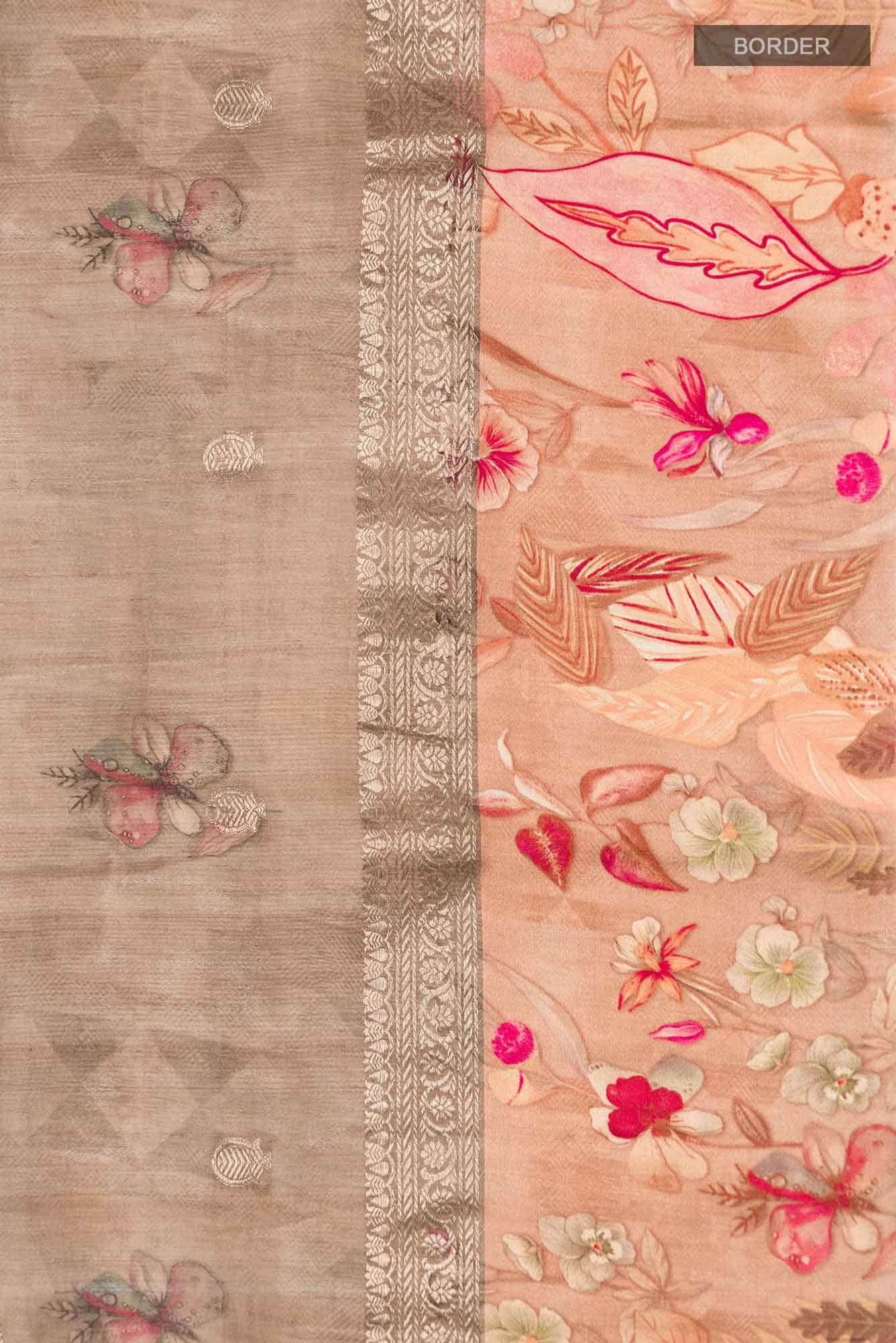 Brown Bhagalpuri Tussar Silk Saree