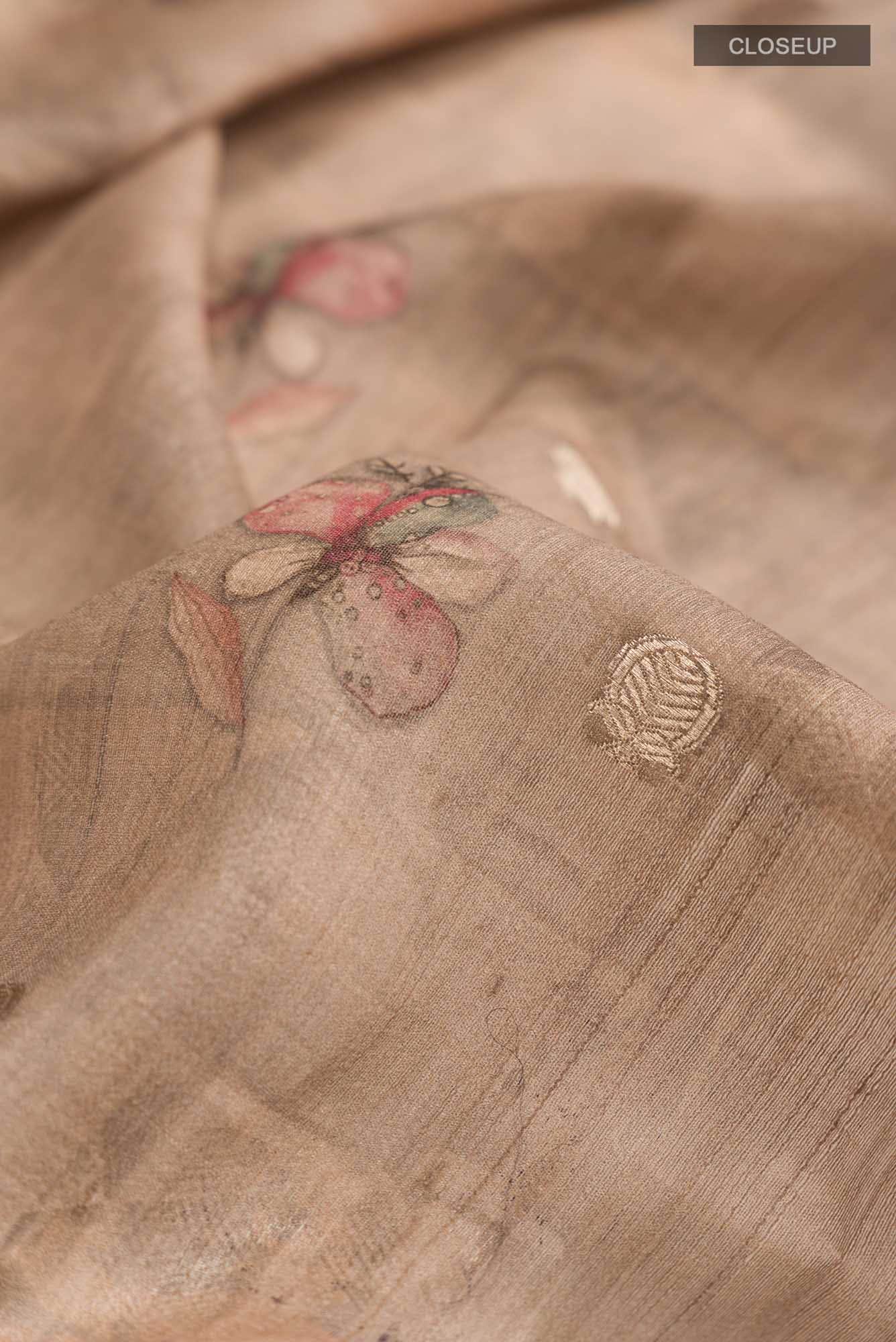Brown Bhagalpuri Tussar Silk Saree