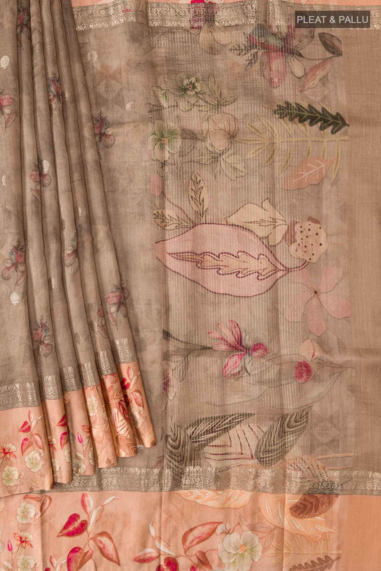 Brown Bhagalpuri Tussar Silk Saree
