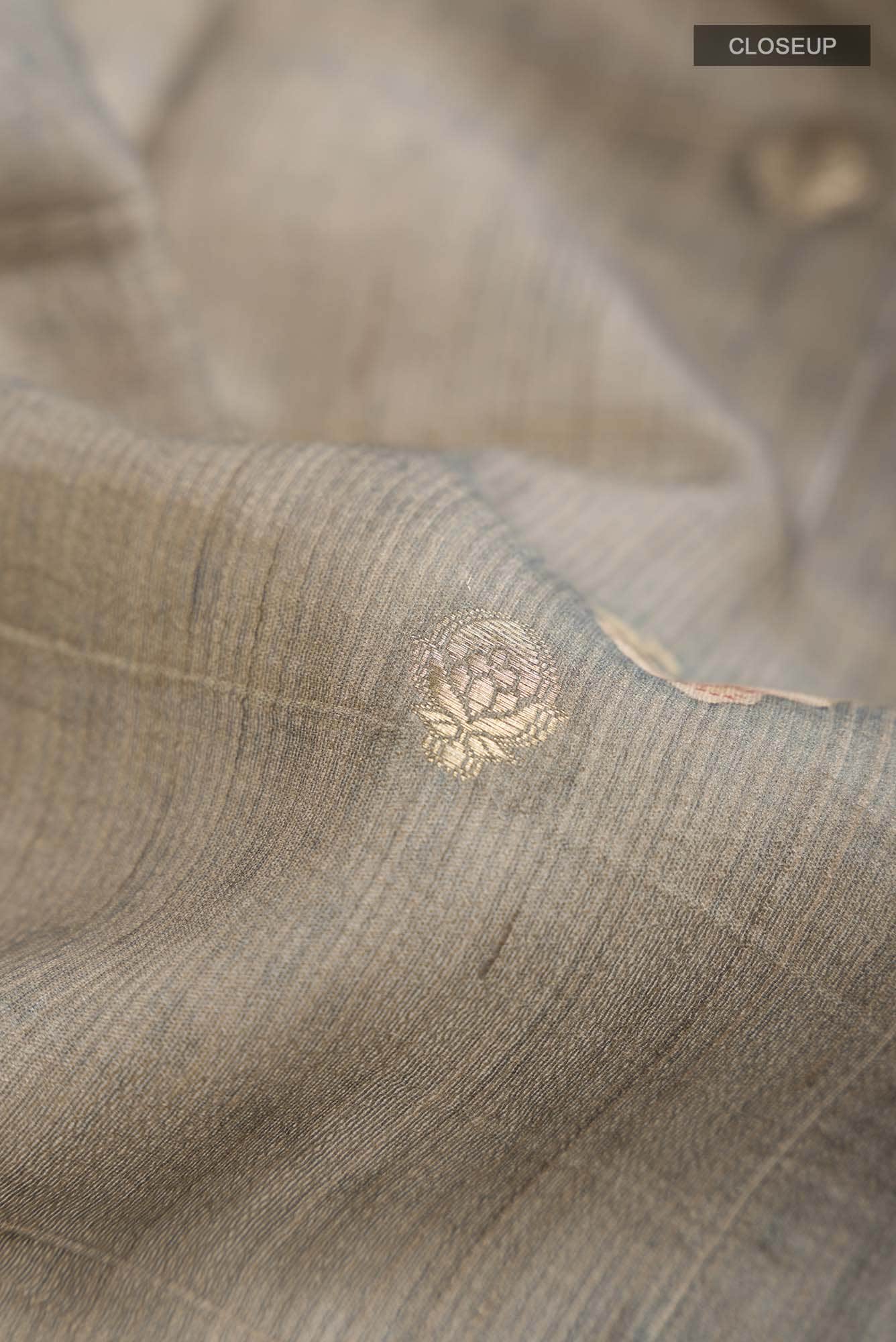 Grey Bhagalpuri Tussar Silk Saree