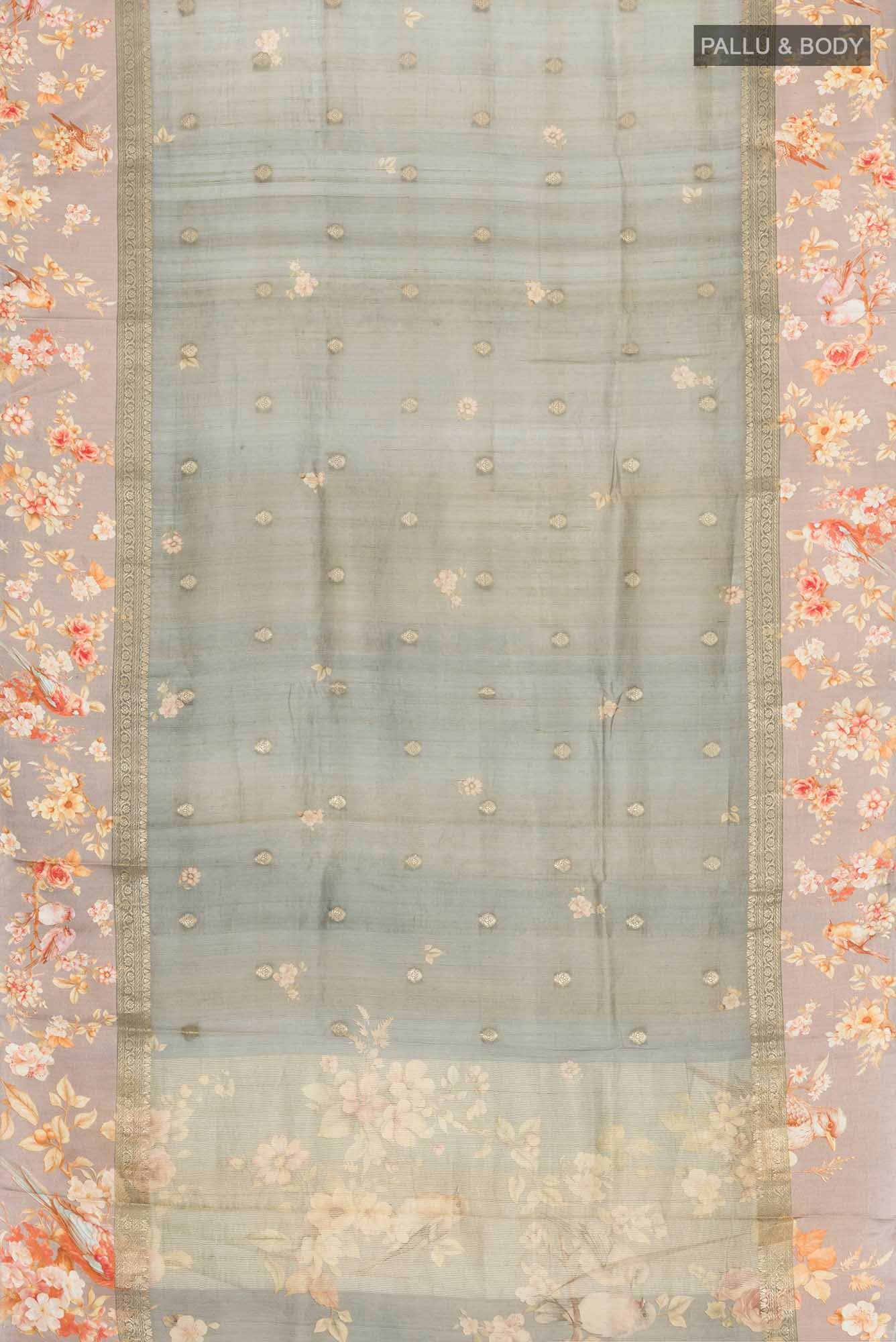 Grey Bhagalpuri Tussar Silk Saree