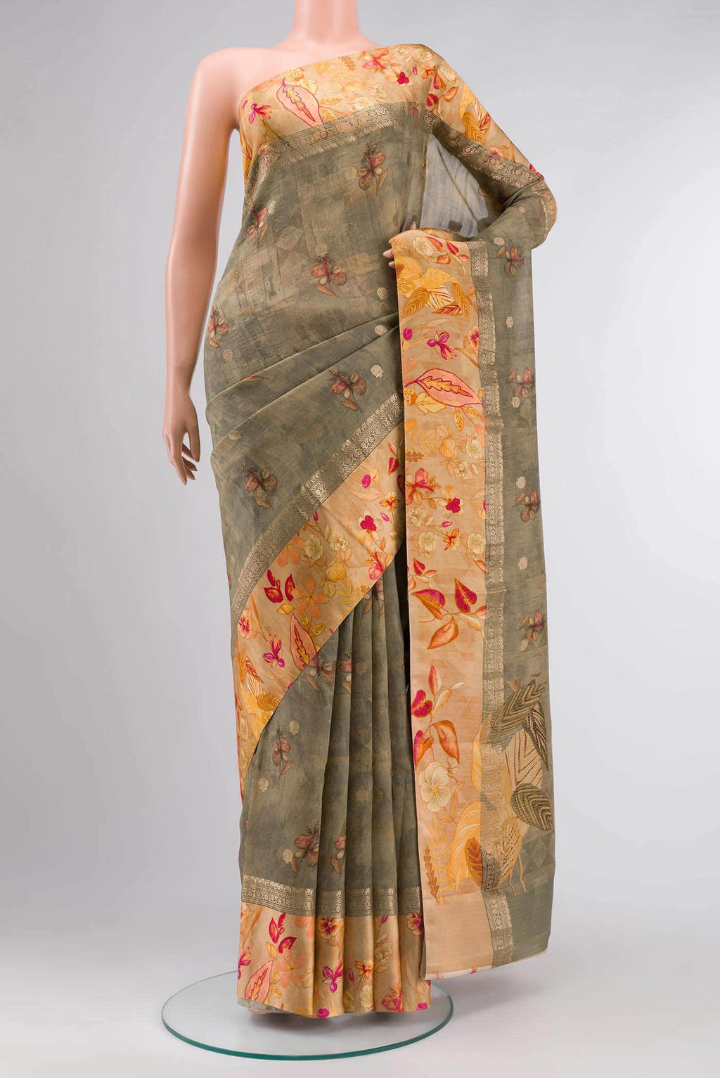Green Tussar Silk Saree