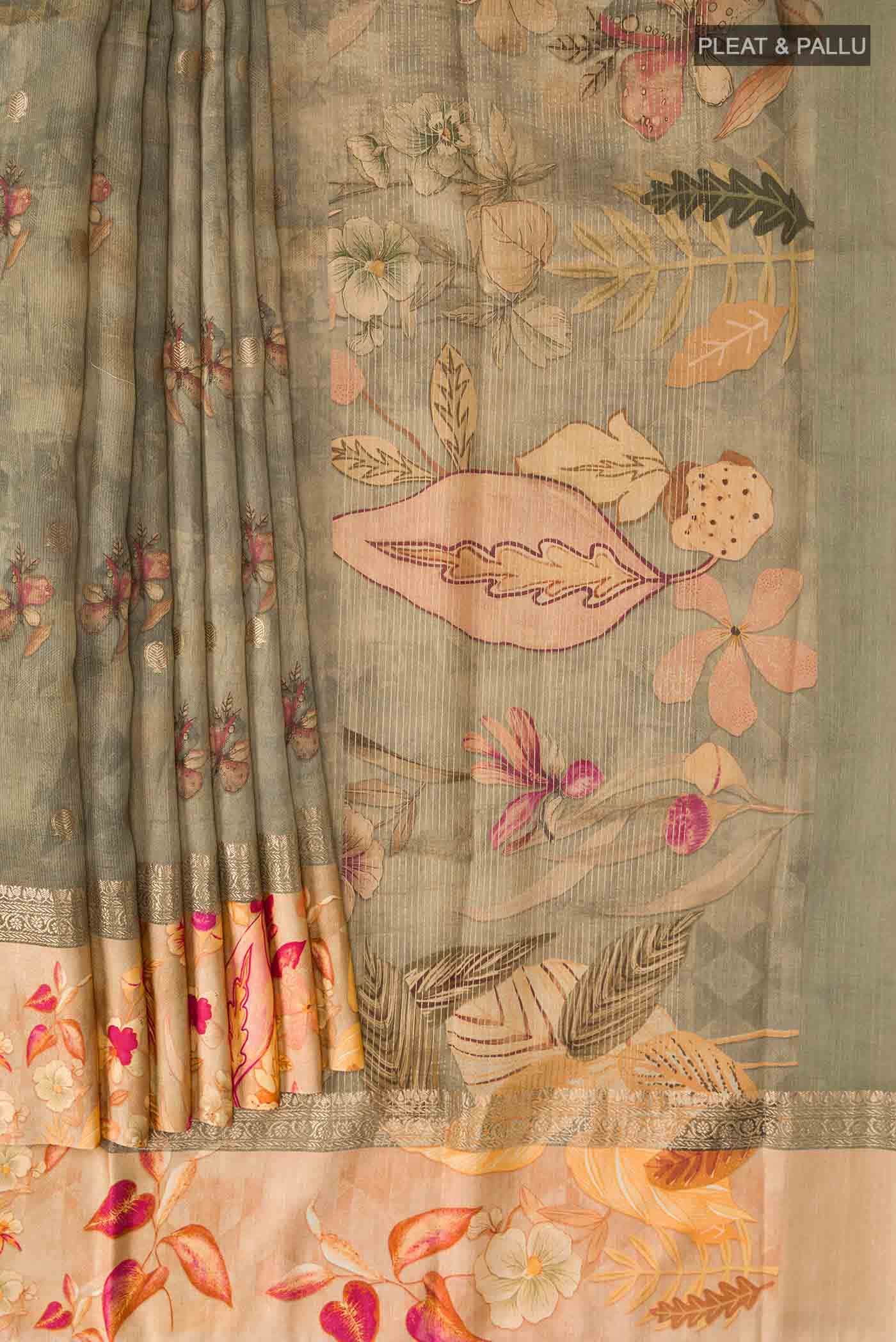 Green Tussar Silk Saree