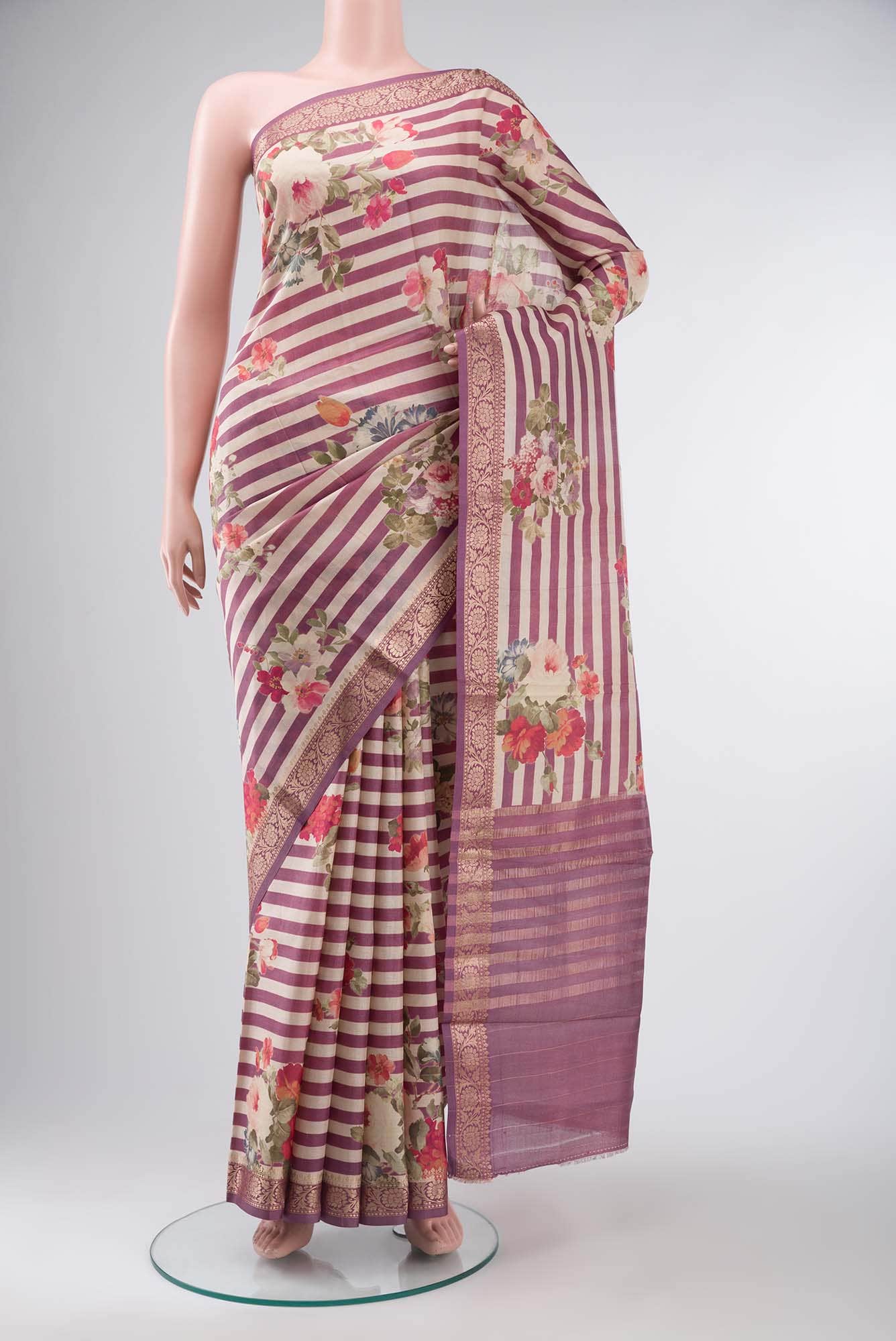 Purple Bhagalpuri Tussar Silk Saree