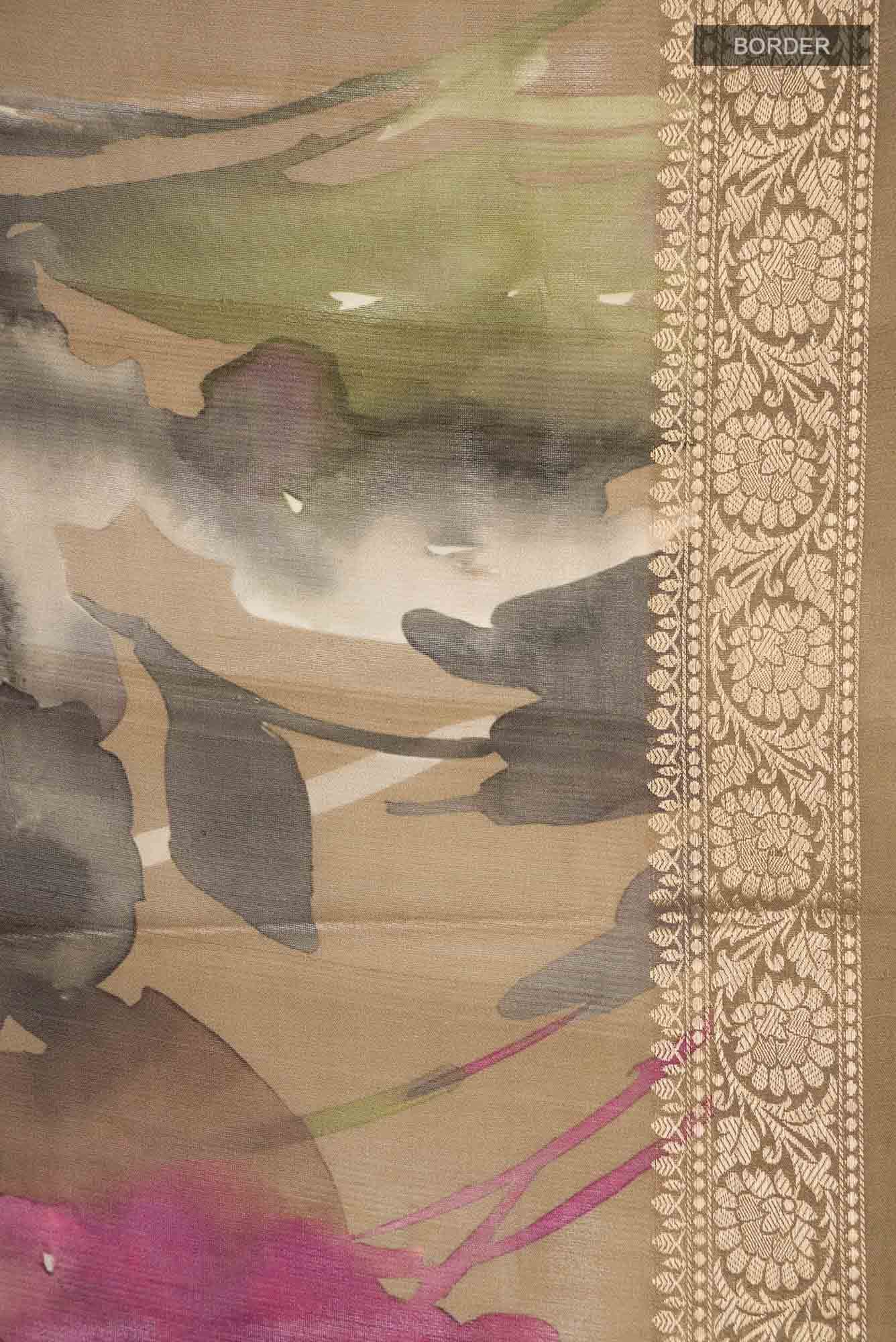 Dark Beige Bhagalpuri Tussar Silk Saree