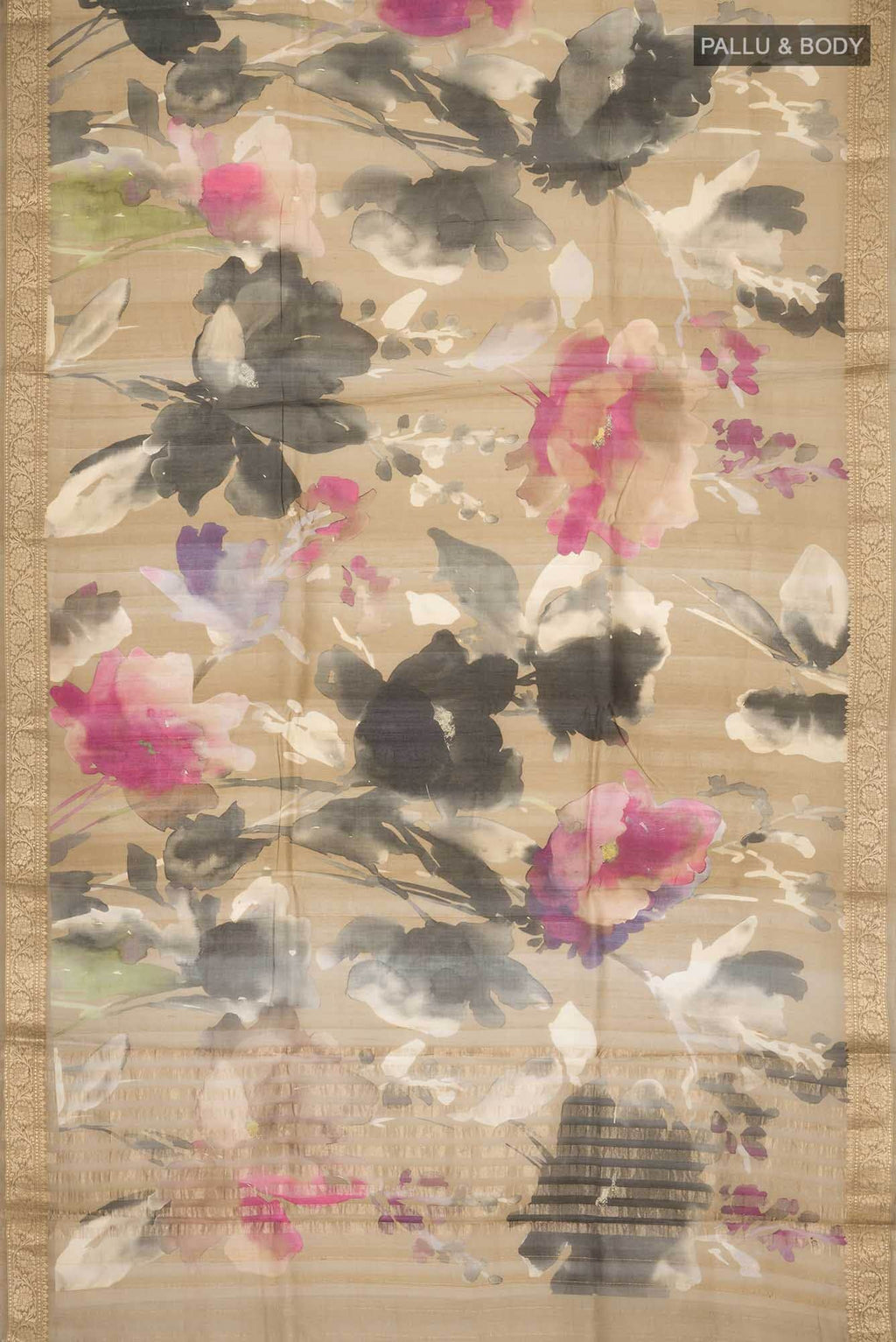 Dark Beige Bhagalpuri Tussar Silk Saree