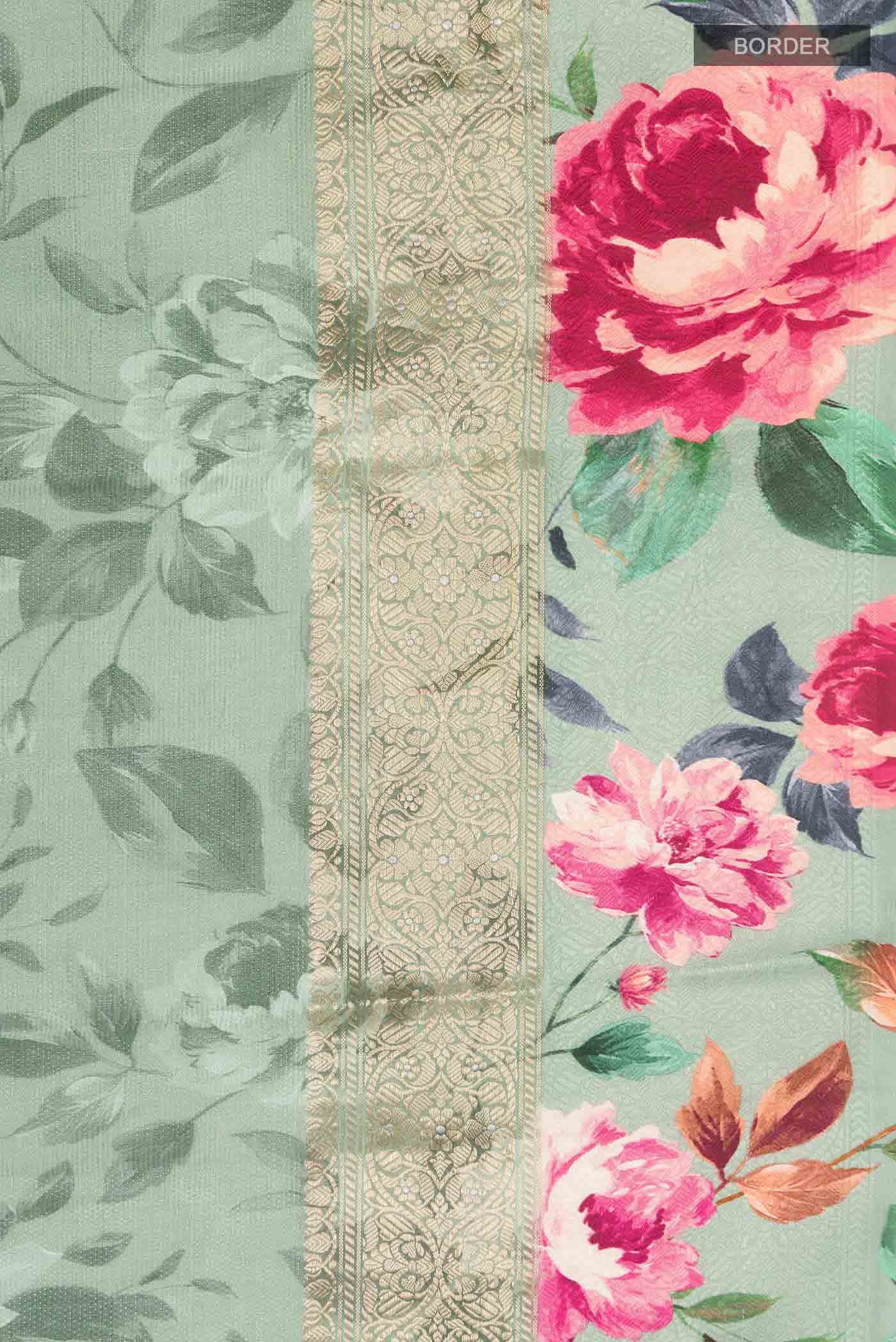 Green Tussar Silk Saree