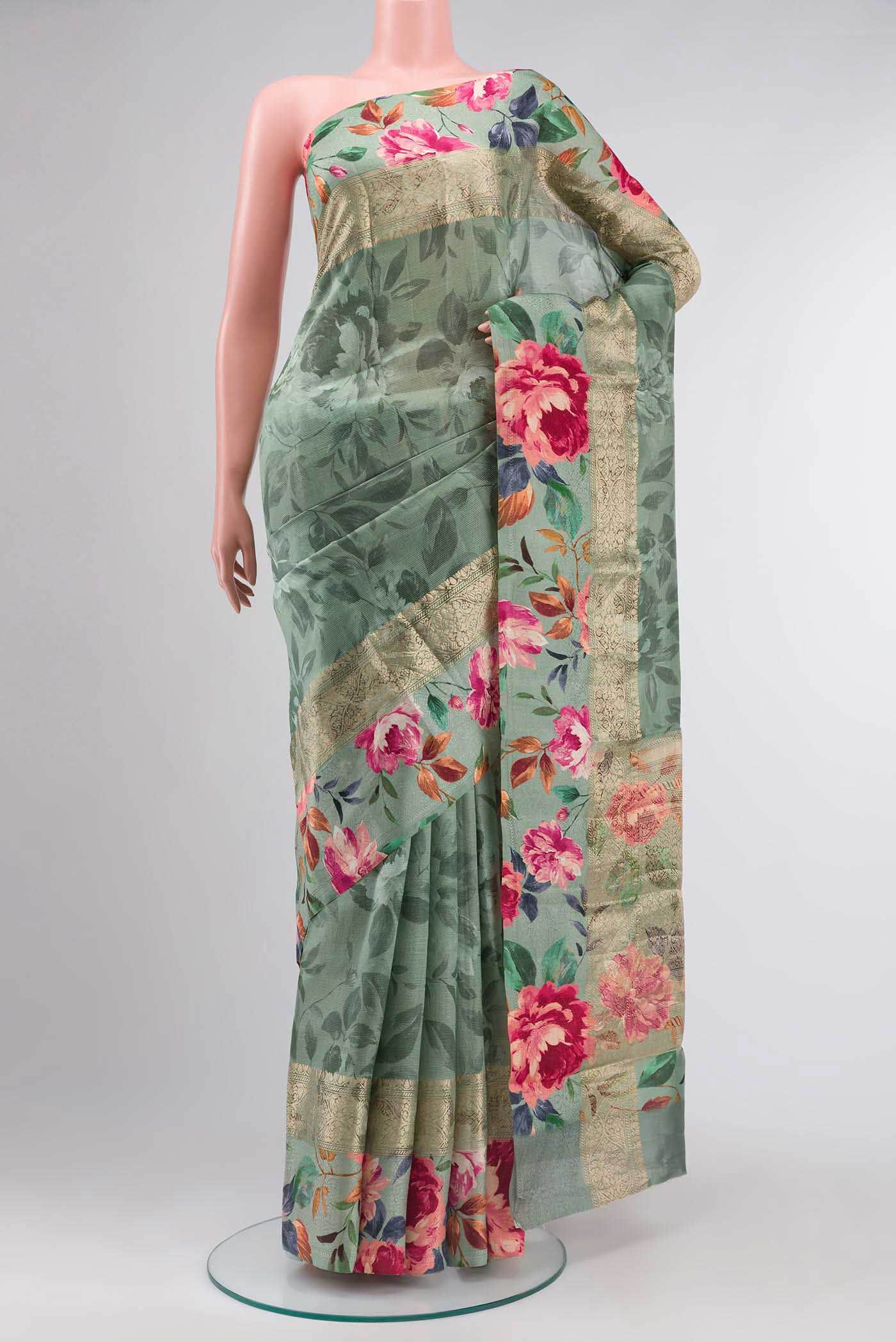 Green Tussar Silk Saree