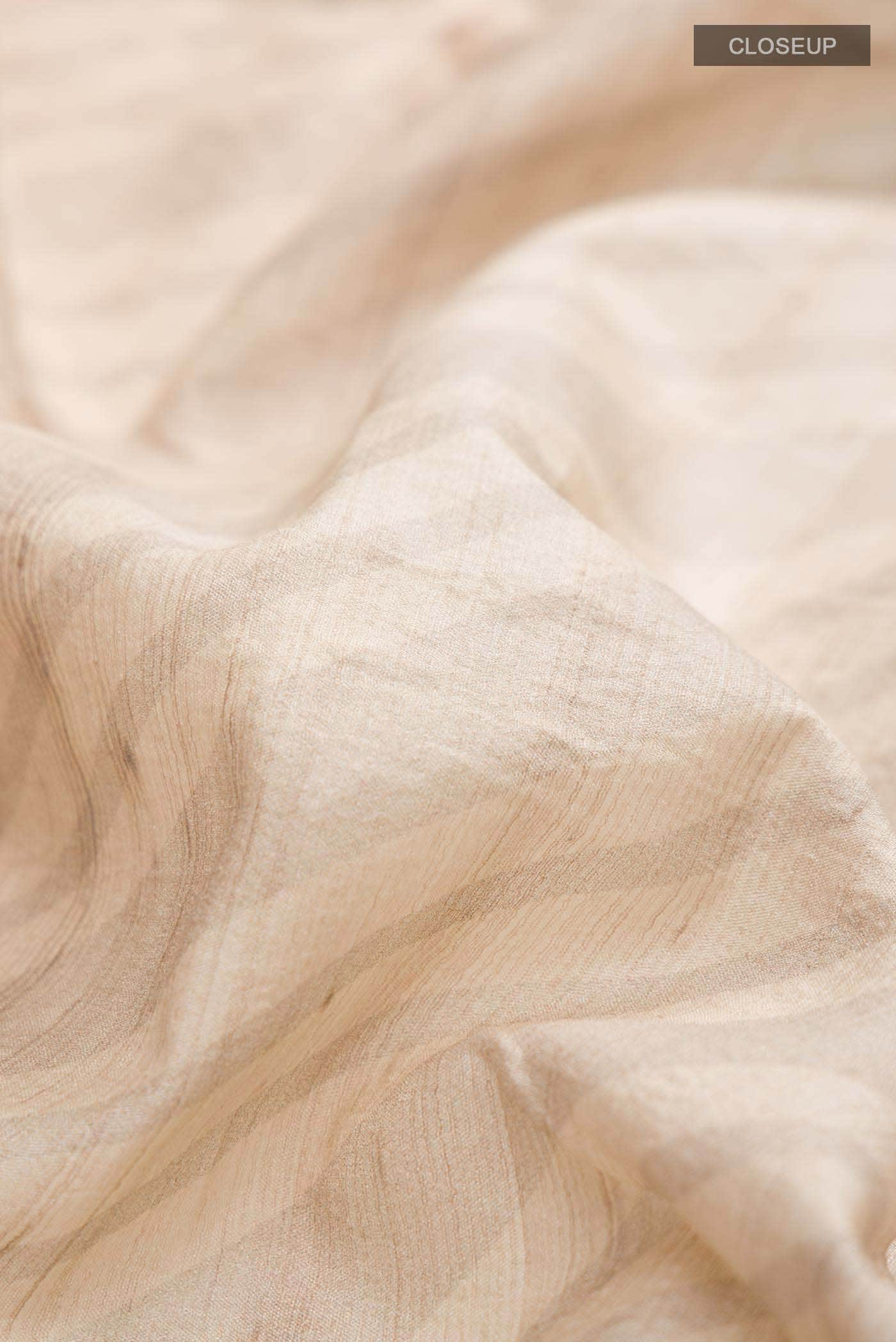 Beige Tussar Silk Saree