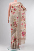 Beige Tussar Silk Saree