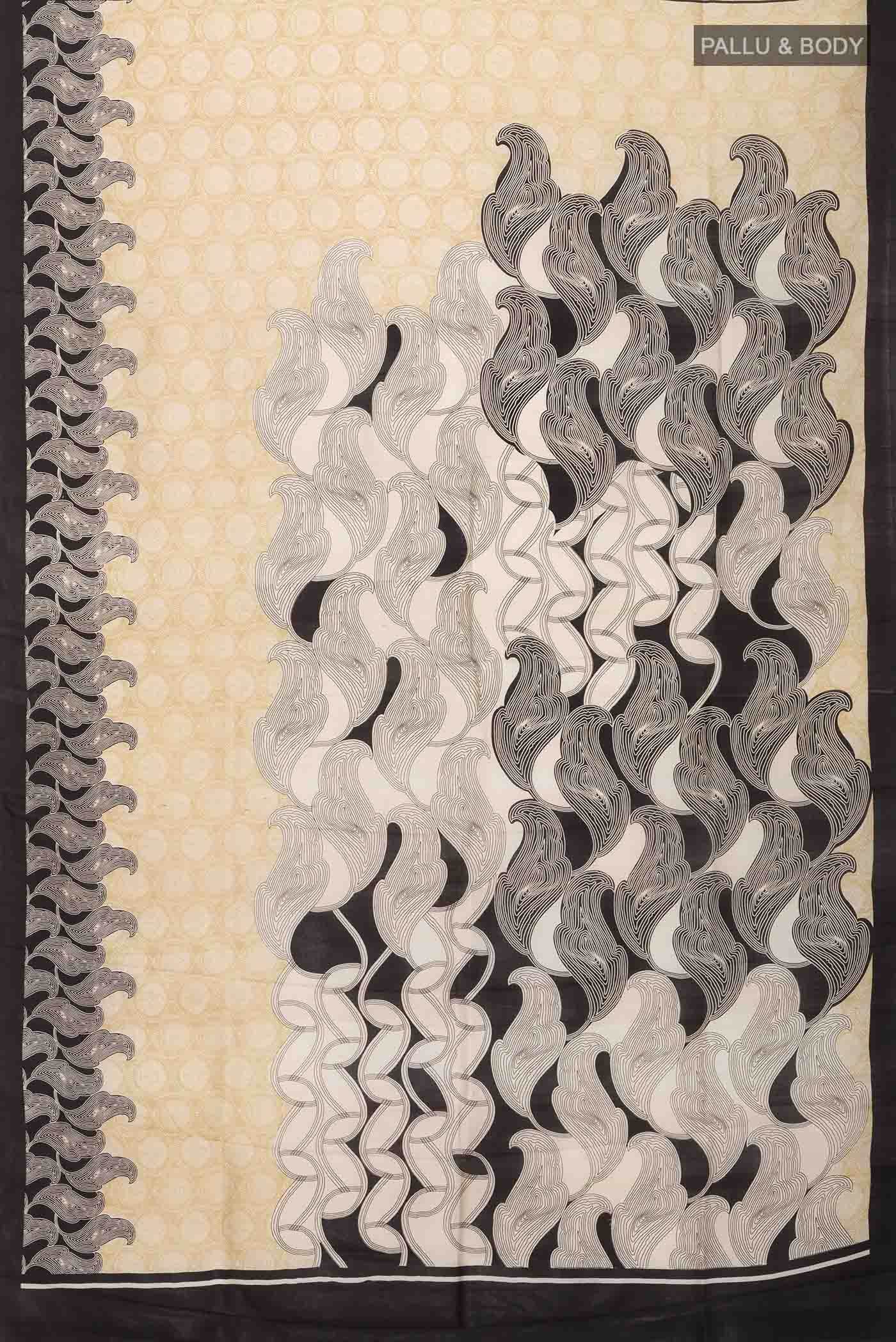 Beige Printed Silk Saree
