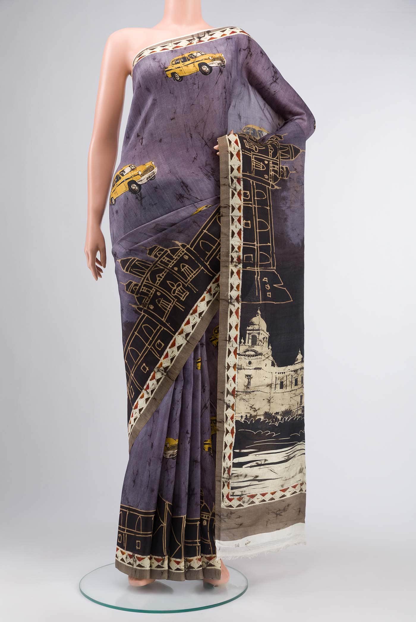 Lavender Tussar Silk Saree