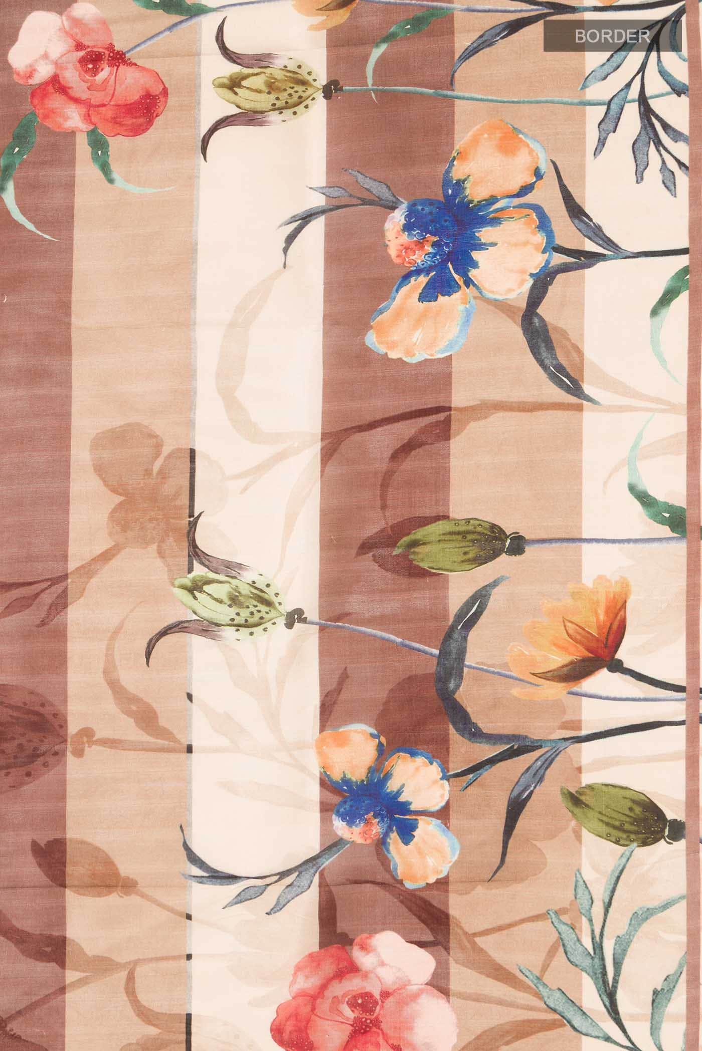 Peach Tussar Silk Saree