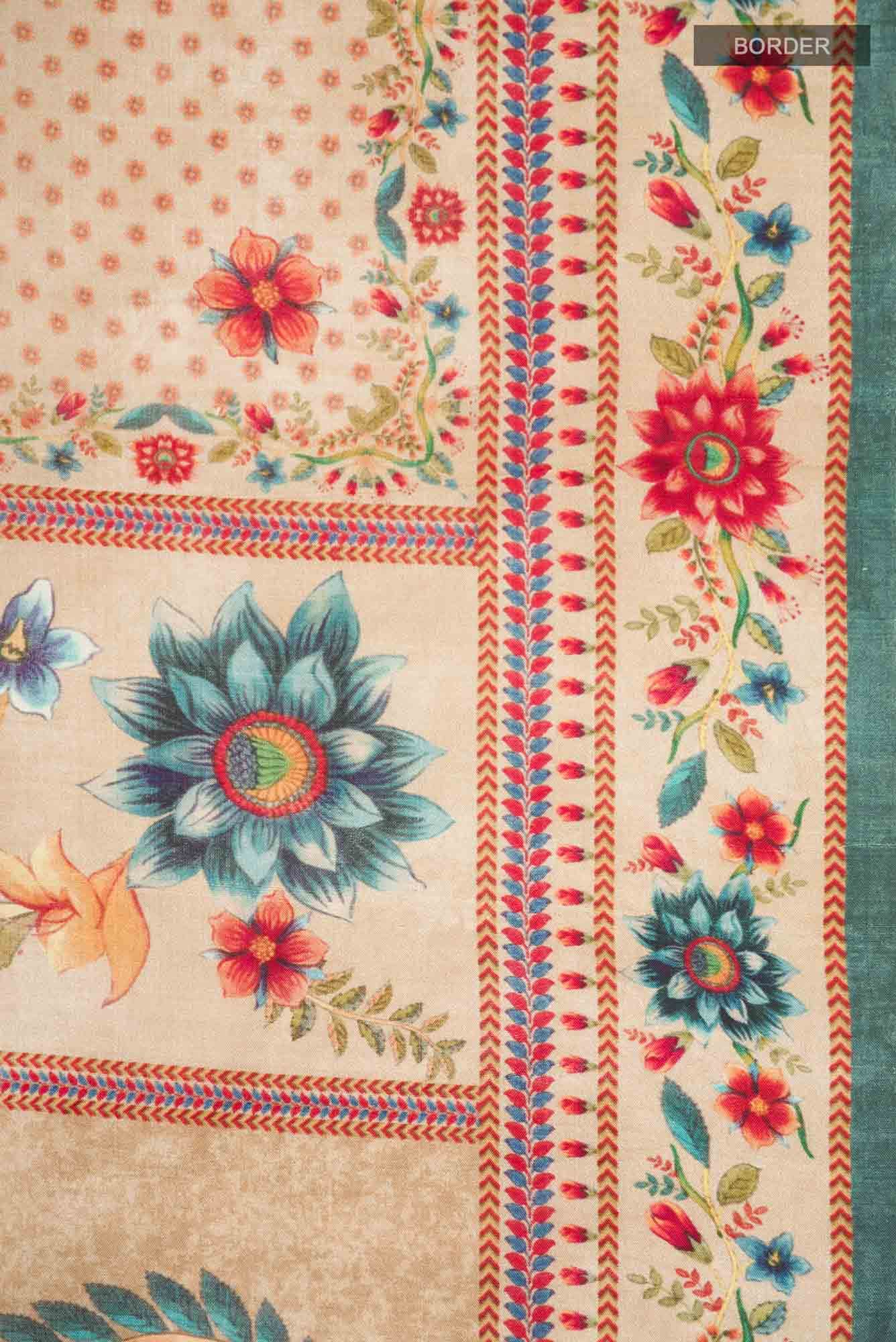 Beige Bhagalpuri Tussar Silk Saree
