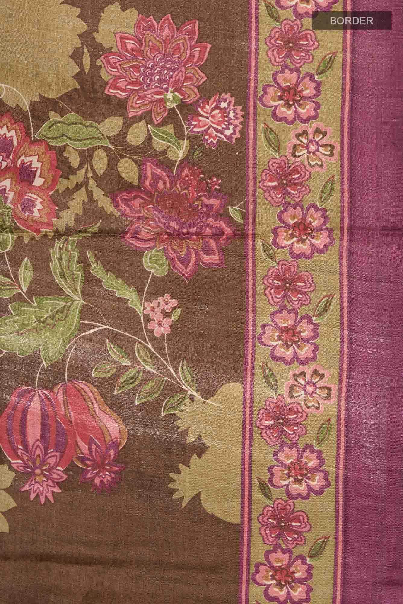 Brown Bhagalpuri Tussar Silk Saree