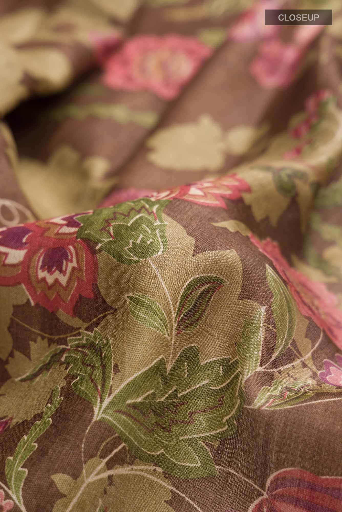 Brown Bhagalpuri Tussar Silk Saree