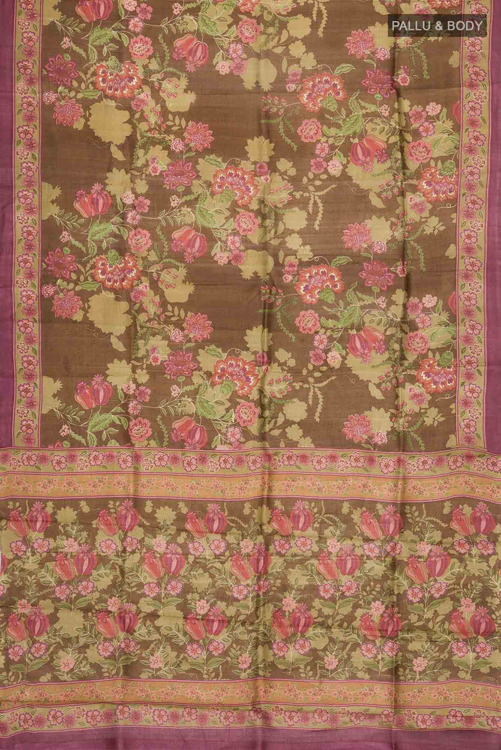 Brown Bhagalpuri Tussar Silk Saree
