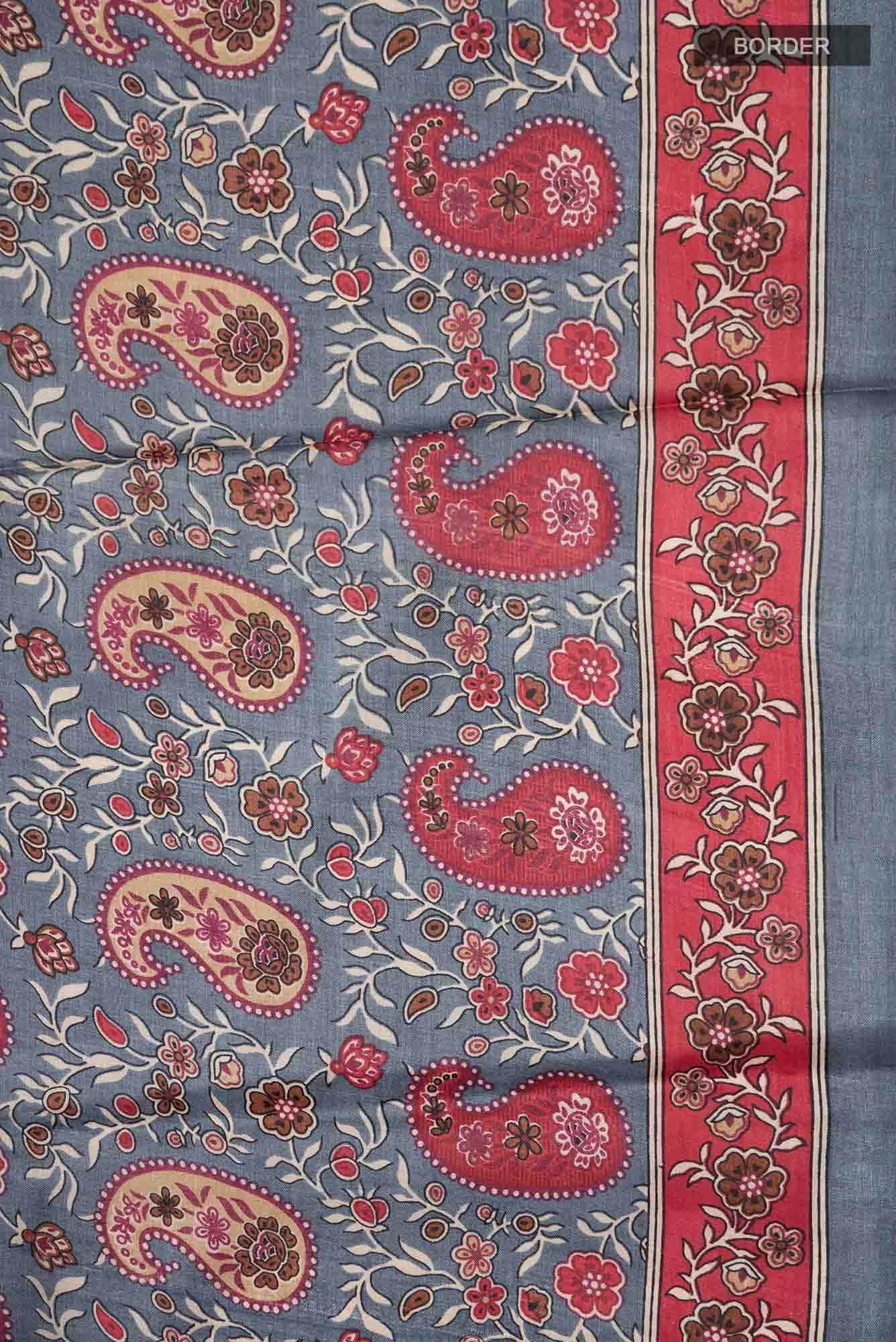 Grey Bhagalpuri Tussar Silk Saree