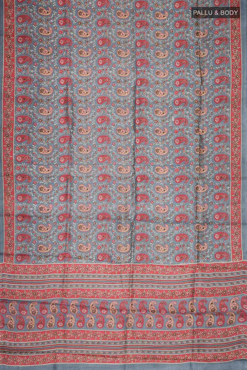 Grey Bhagalpuri Tussar Silk Saree