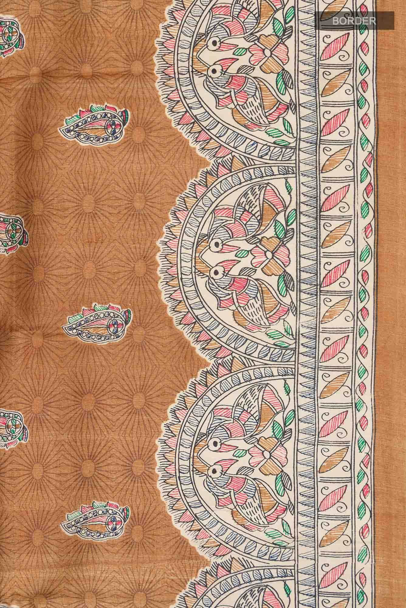 Brown Bhagalpuri Tussar Silk Saree