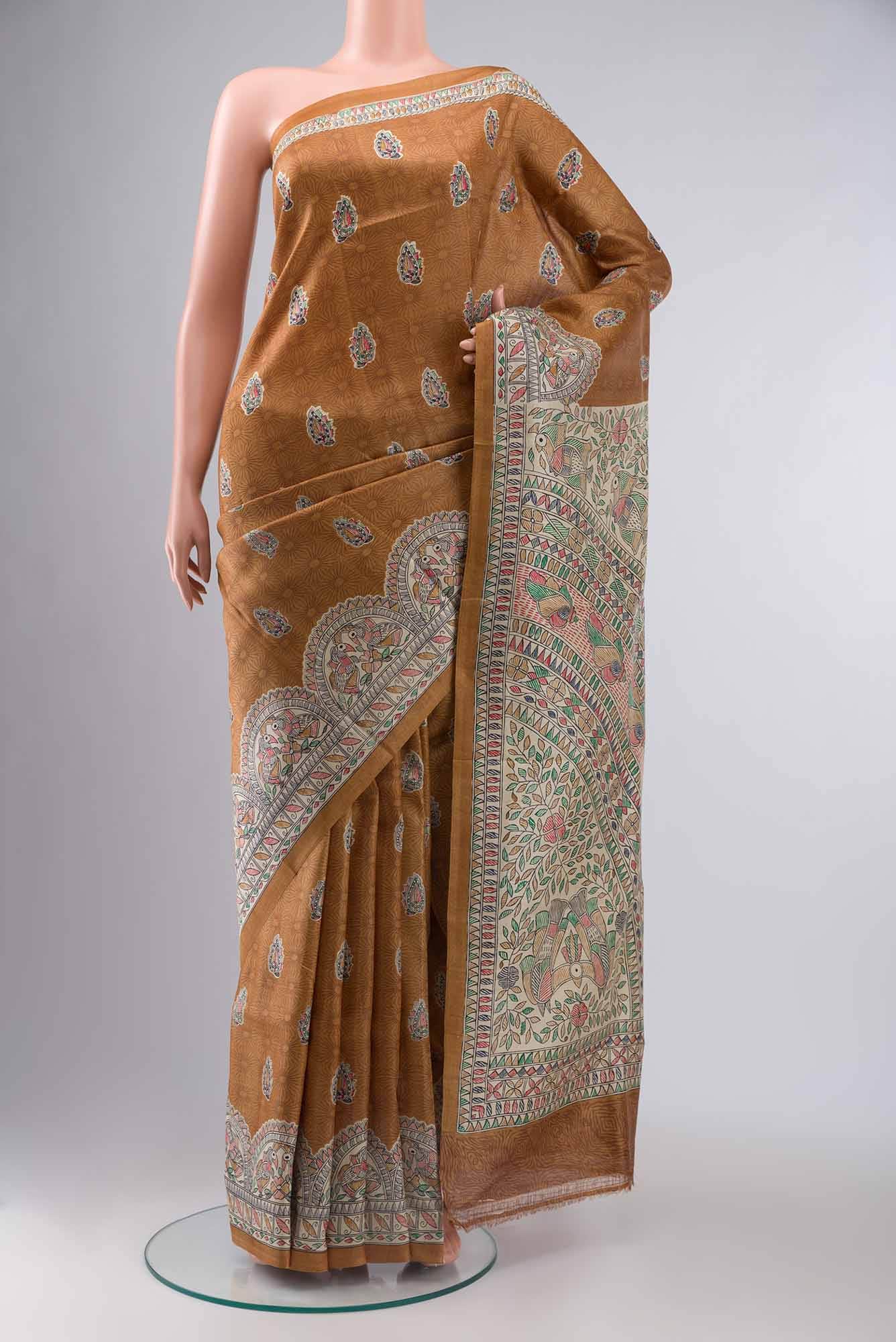 Brown Bhagalpuri Tussar Silk Saree