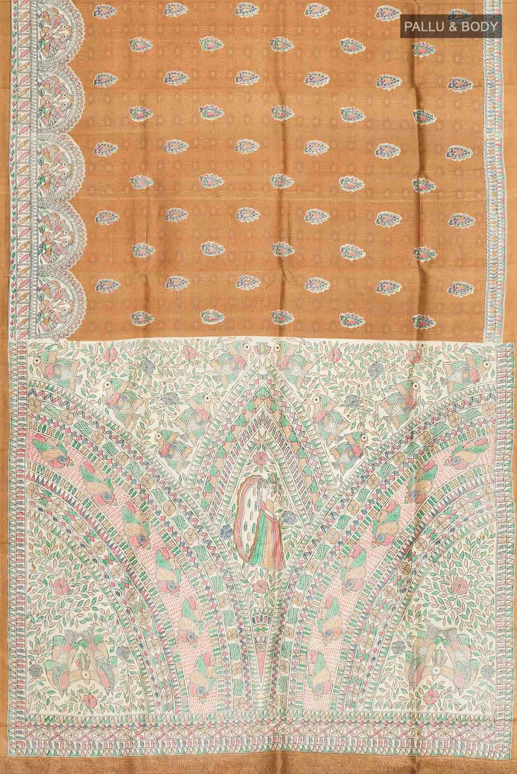 Brown Bhagalpuri Tussar Silk Saree