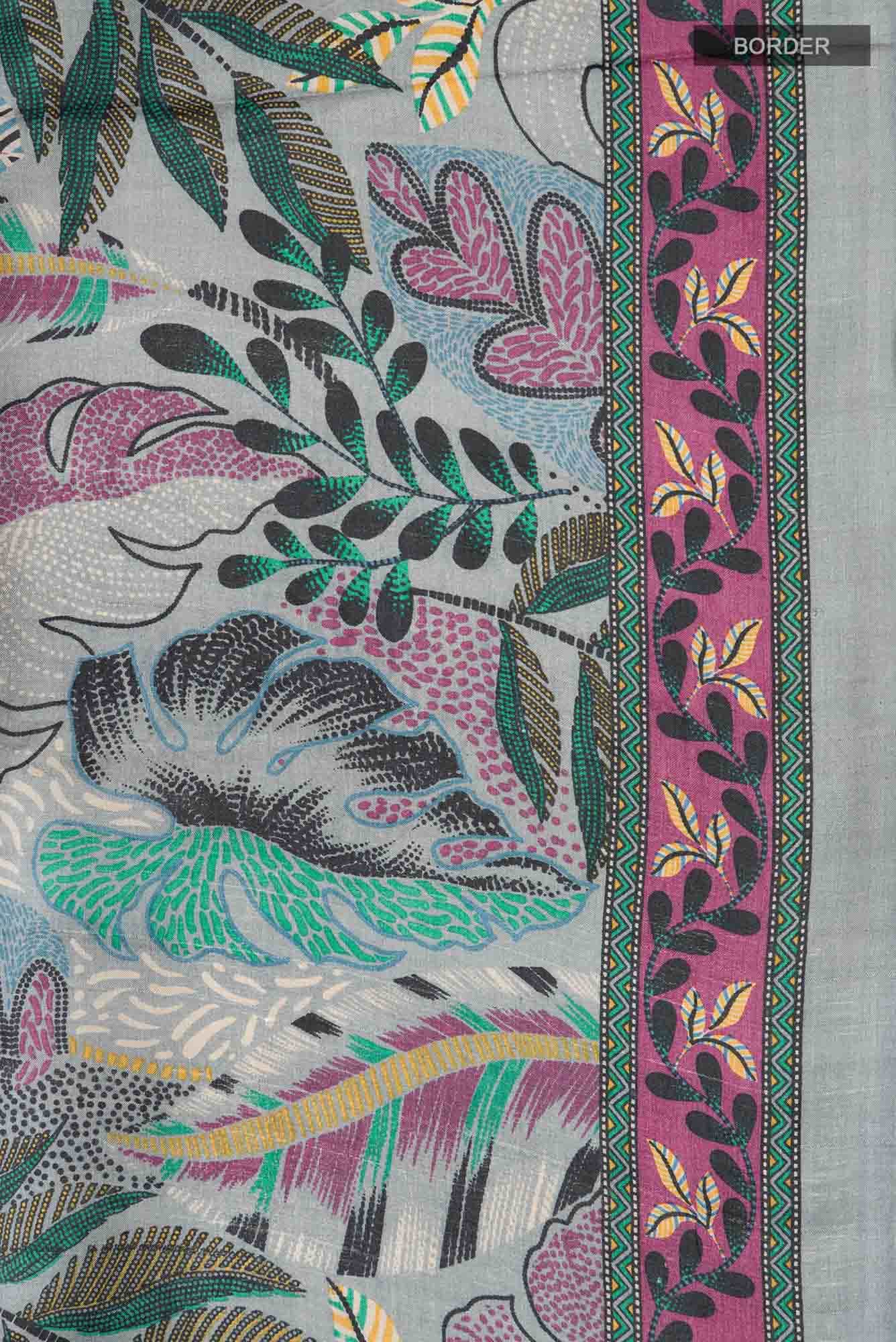 Grey Bhagalpuri Tussar Silk Saree