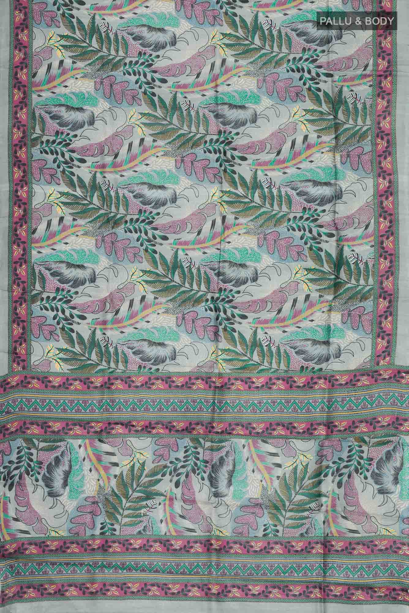 Grey Bhagalpuri Tussar Silk Saree