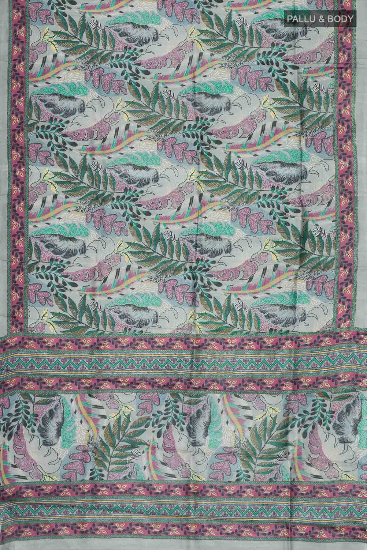 Grey Bhagalpuri Tussar Silk Saree