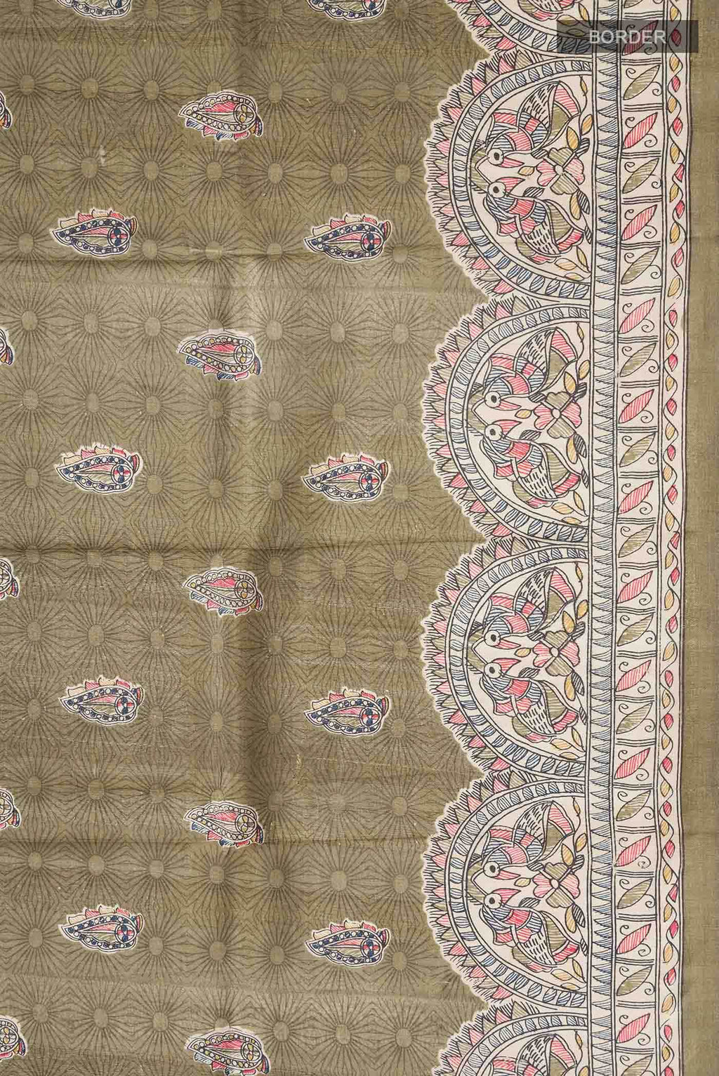 Green Printed Silk Saree