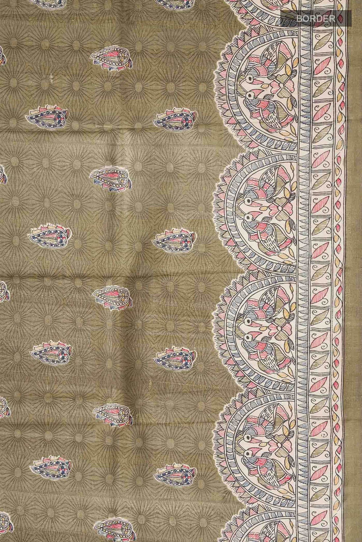 Green Printed Silk Saree