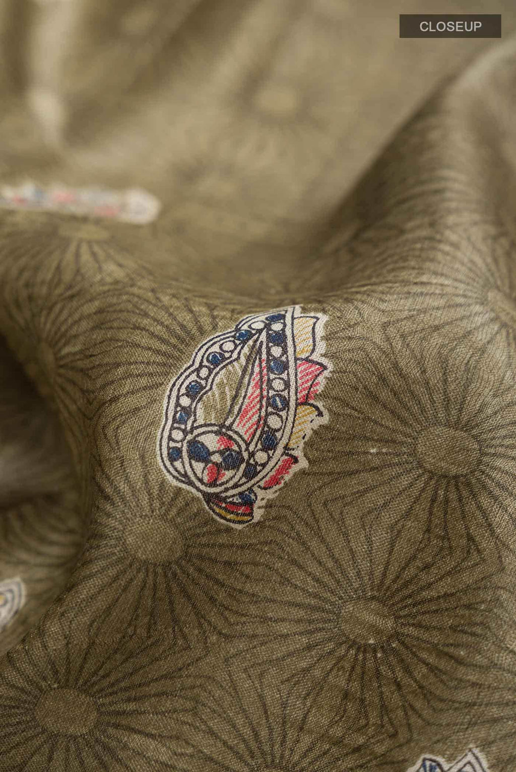 Green Printed Silk Saree
