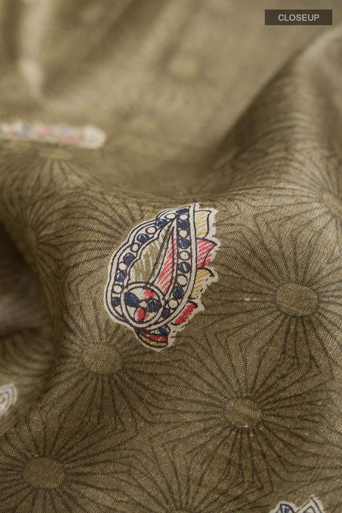 Green Printed Silk Saree