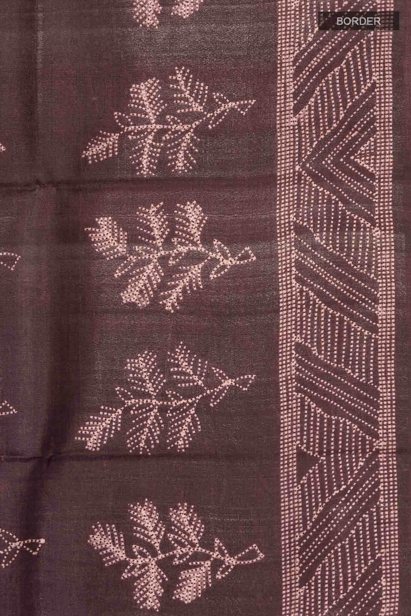 Brown Tussar Silk Saree