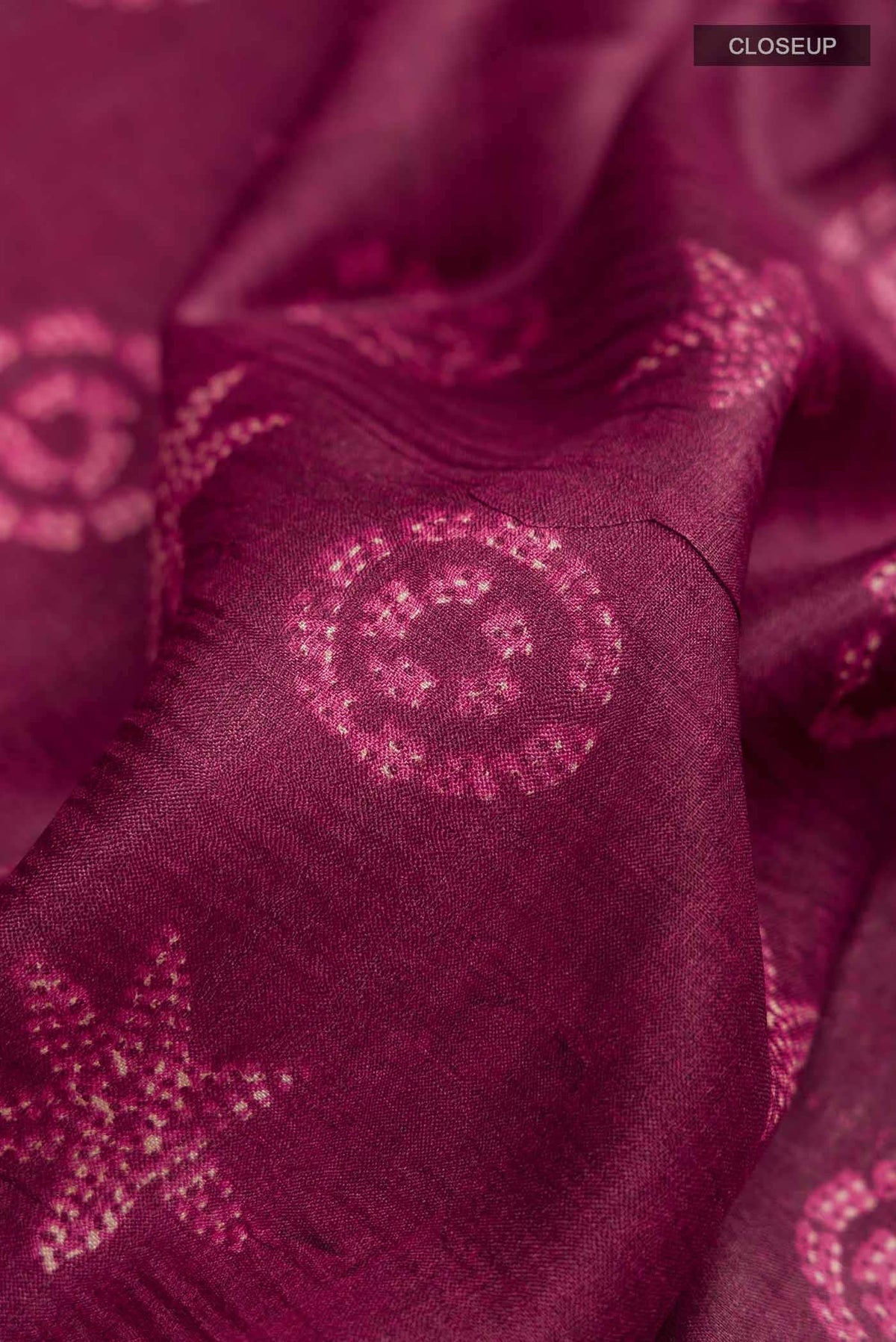 Burgundy Tussar Silk Saree